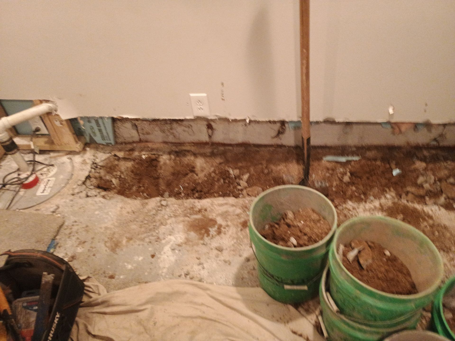 Interior Drain Tile in a Finished South Minneapolis Basement by Waterproofing Northeast