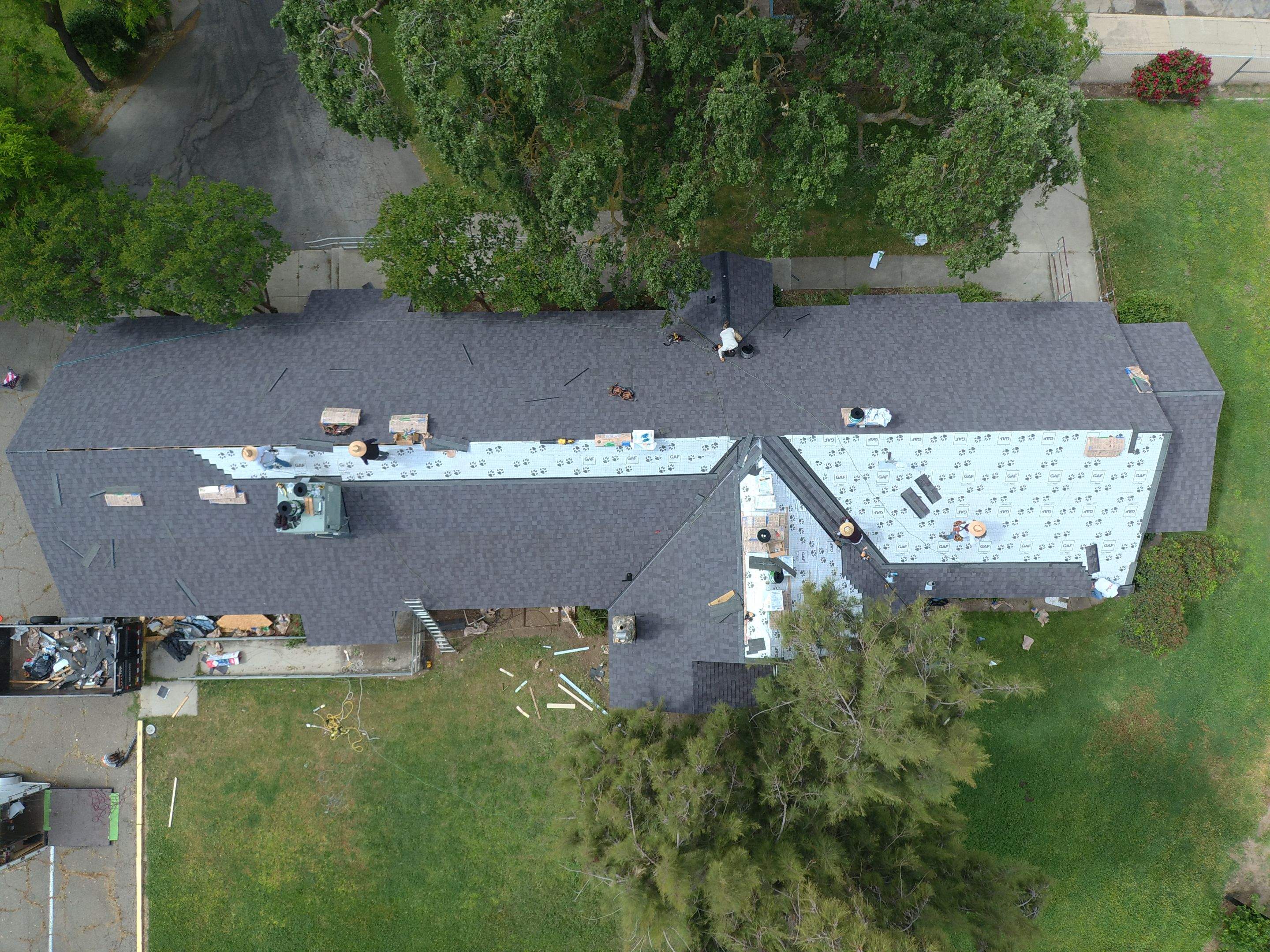 Certainteed Landmark Solaris shingle job at Merced Fairgrounds by Straight Edge Roofing Inc
