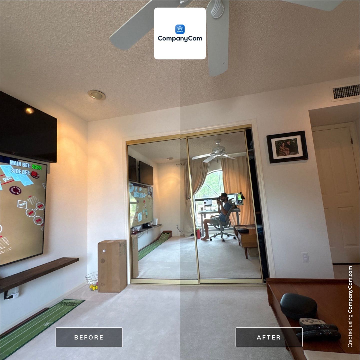 Custom Home Office Setup and Media Wall in Phoenix by CompanyCam Sales Demo