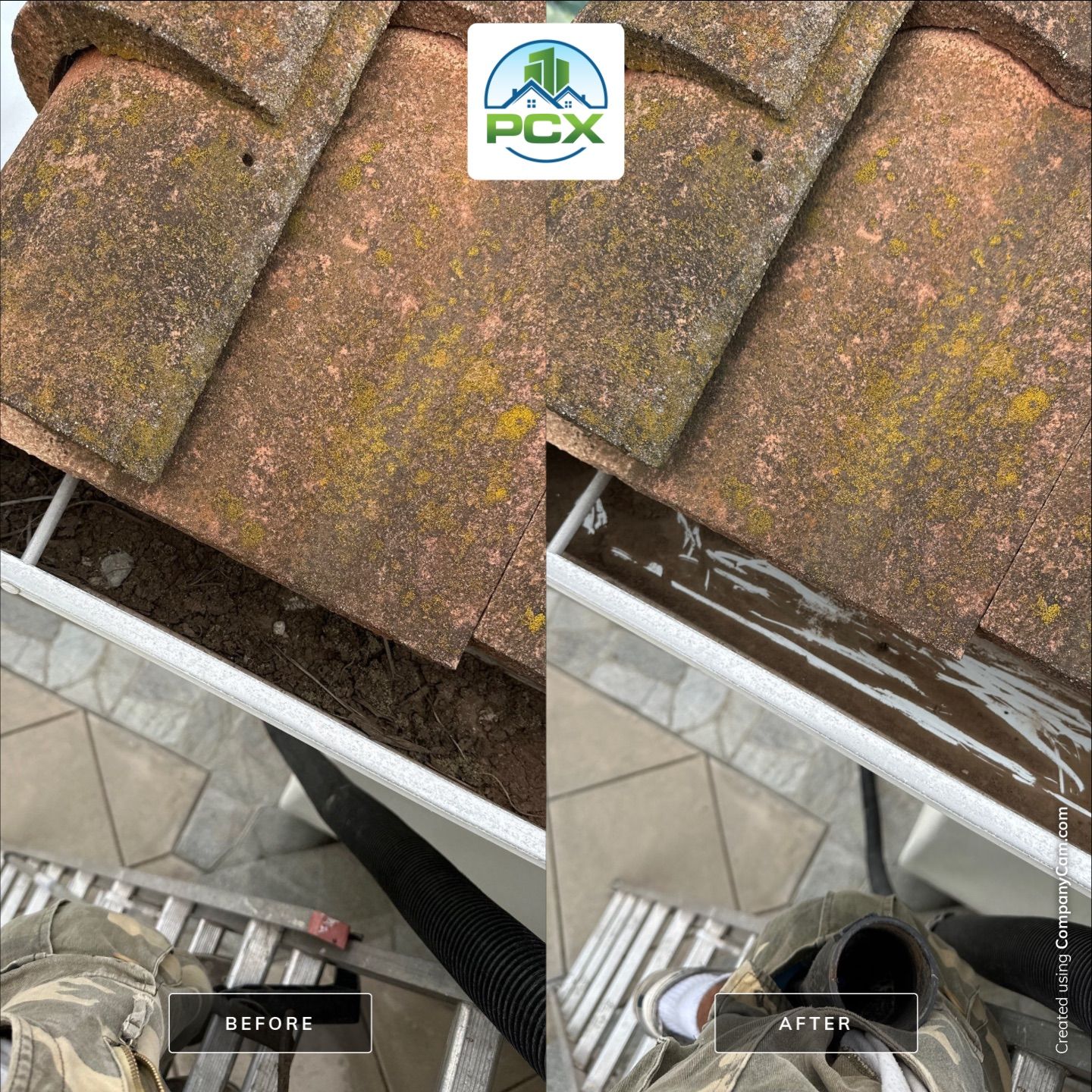 Orange County gutter cleaning using a vacuum by Property Cleaning Experts, LLC