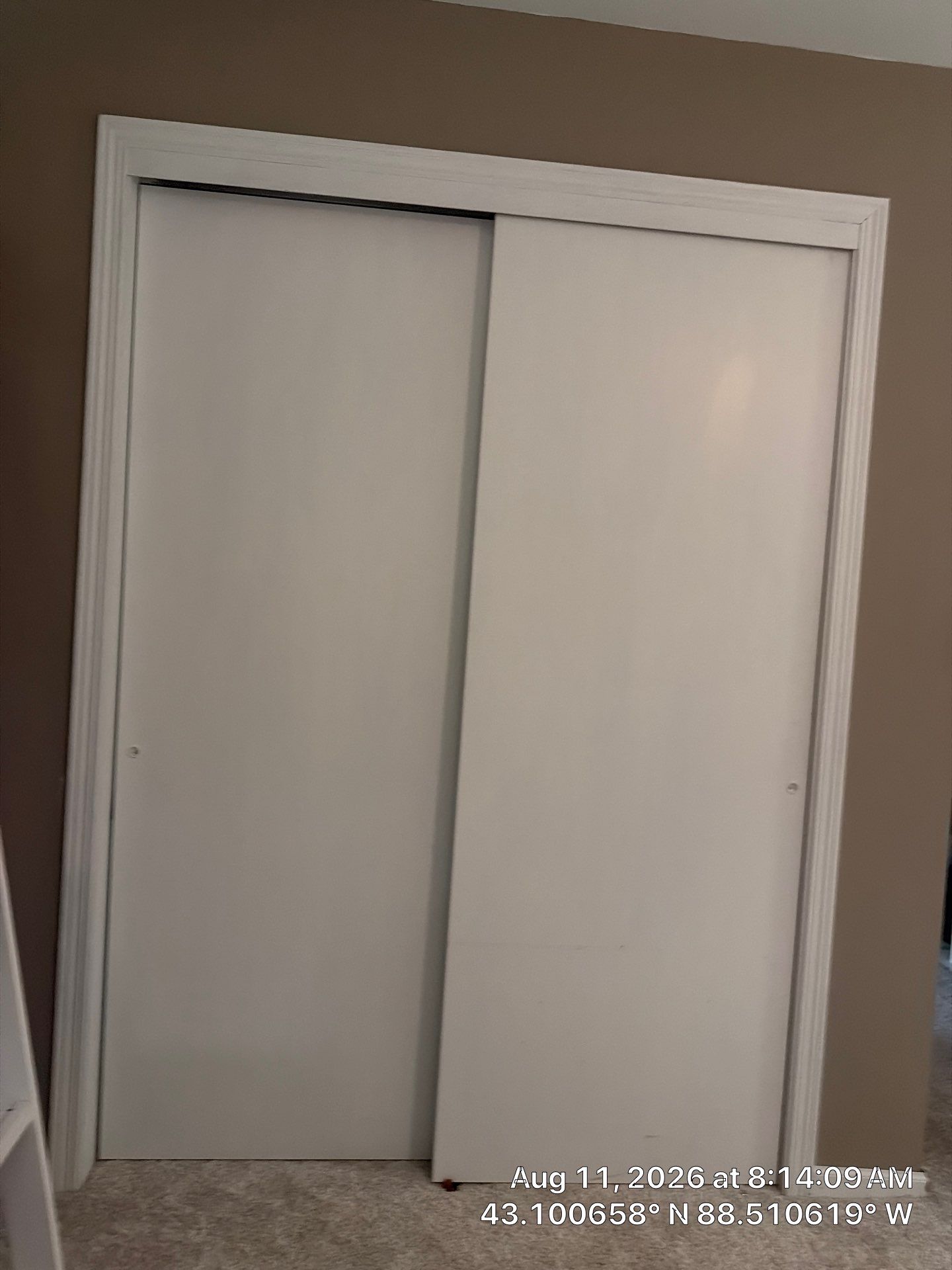 White Sliding Bypass Closet Door Installation in Oconomowoc by CompanyCam Sales Demo