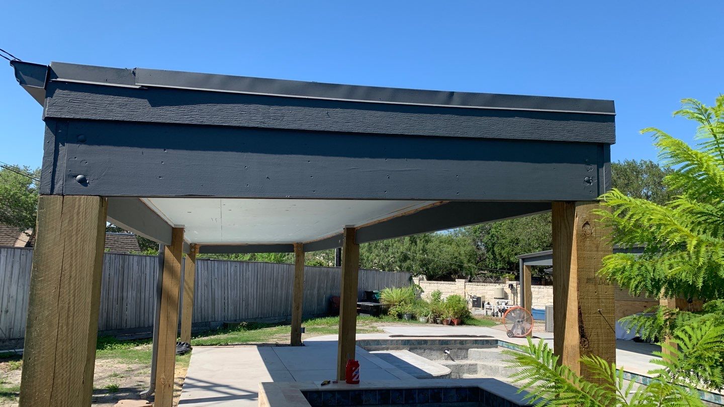 Beautiful pool side build by Bayfront Roofing and Construction