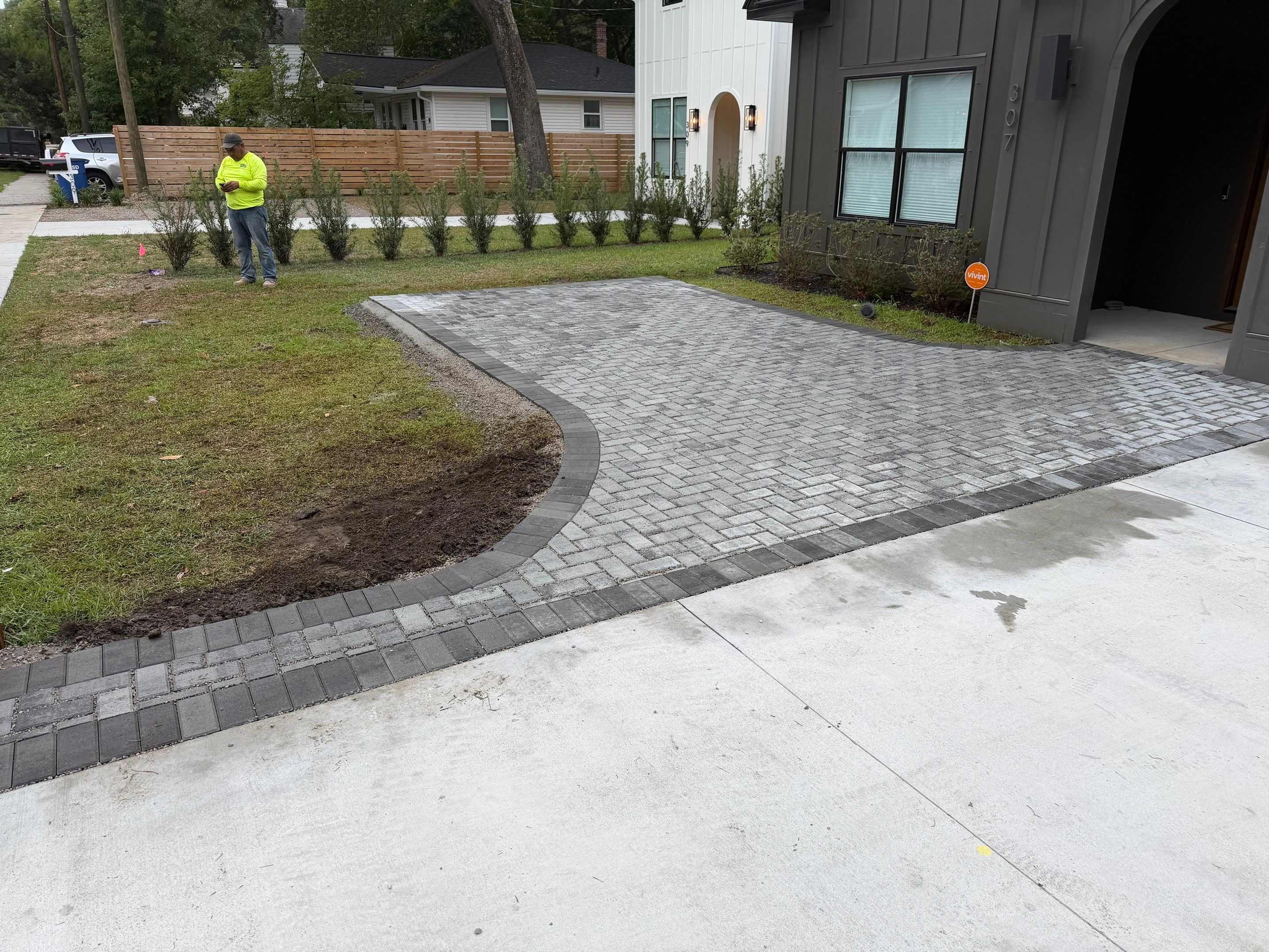 Permeable Paver Driveway Extension and Walkway in Charleston by Lowcountry Scapes, LLC