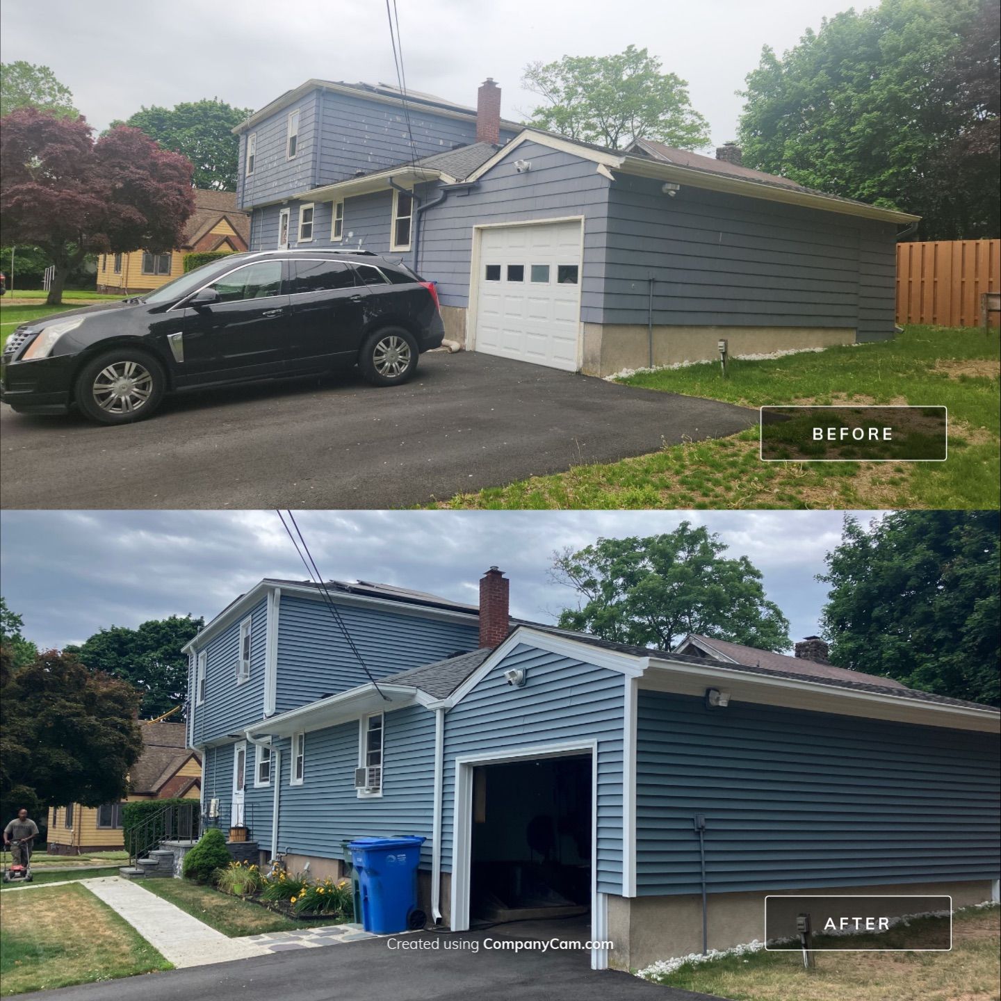 Siding Transformation with Cert Monogram D/4 x 12'6" clapboard, Wedgewood Blue by DiGiorgi Roofing and Siding Inc