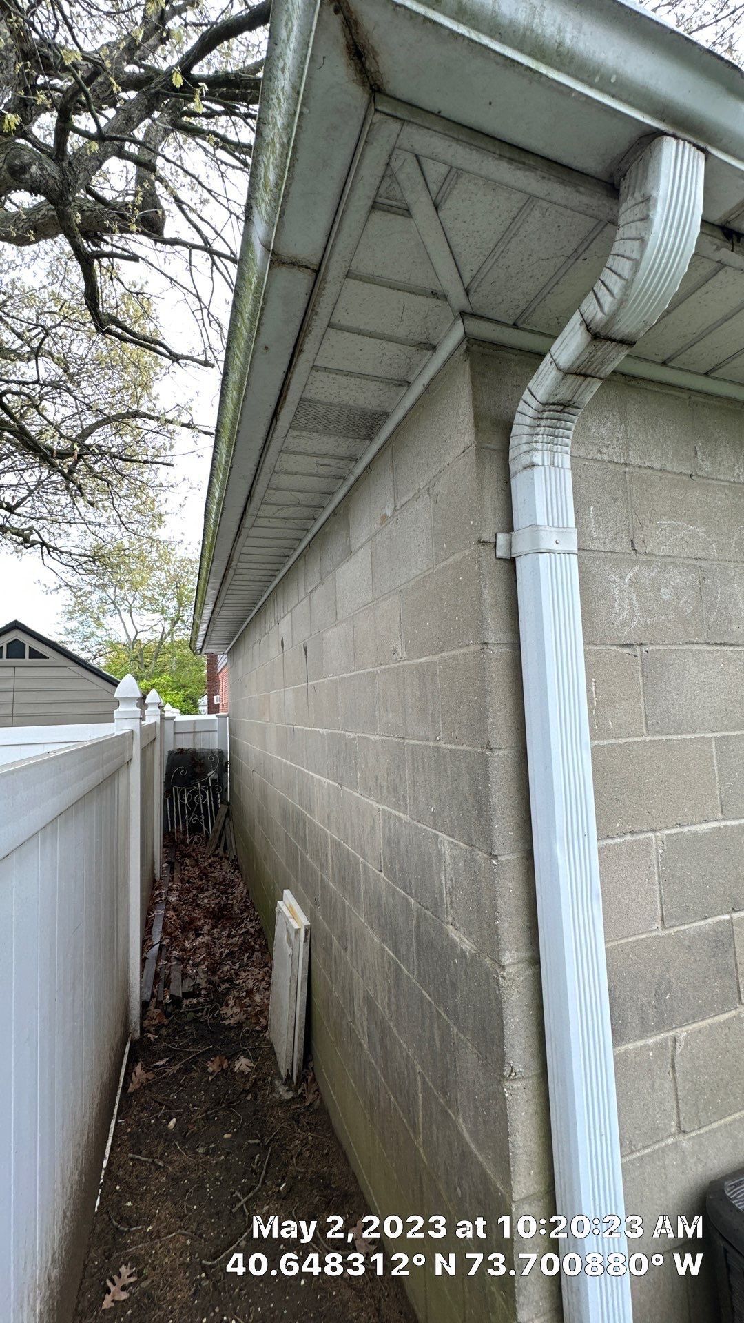 Gutter Installation using 5"white K style seamless gutters and 2x3 white leaders by Above All Gutters 