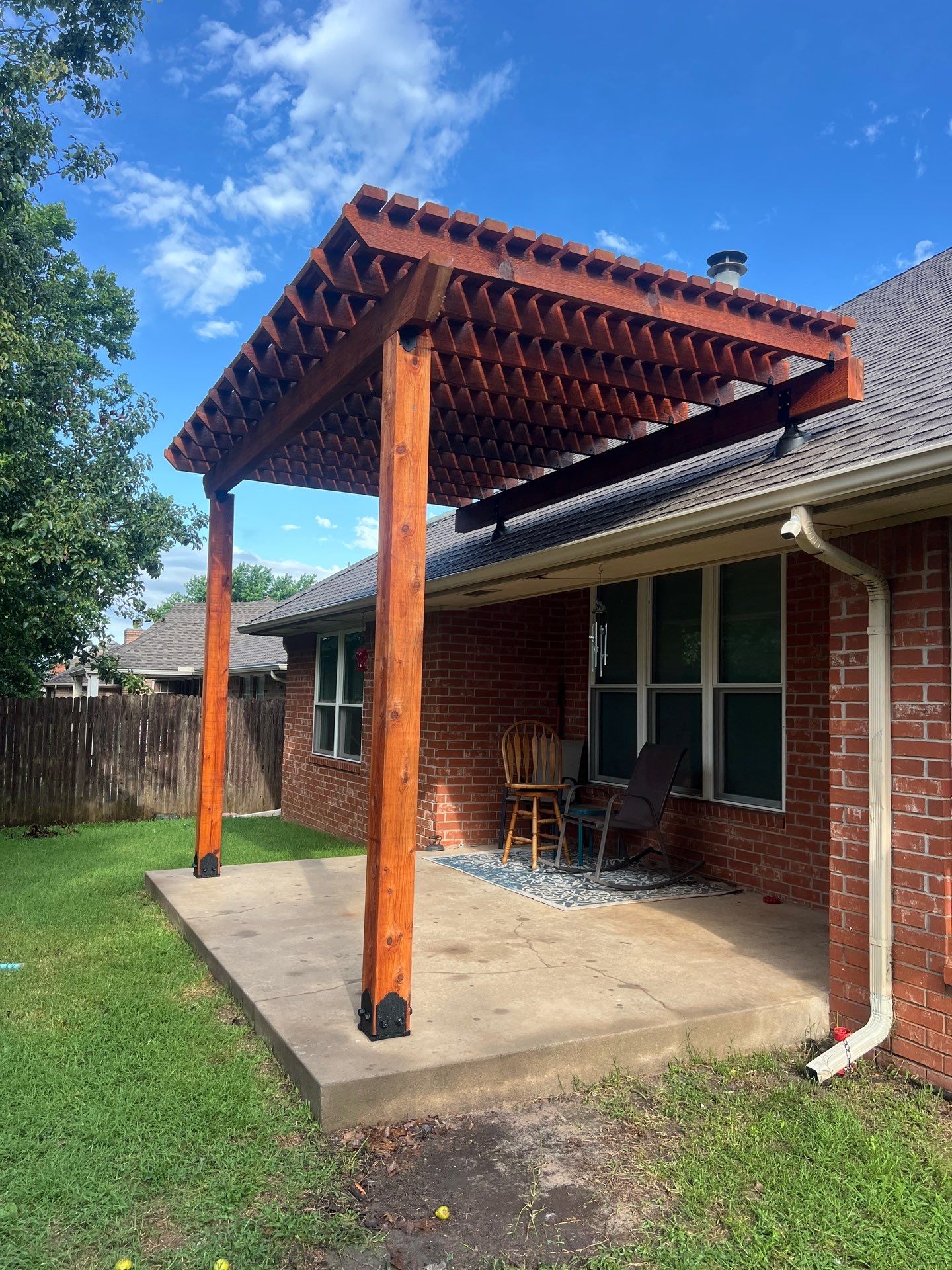Pergola intallation in Oklahoma City by McCann's Roofing and Construction