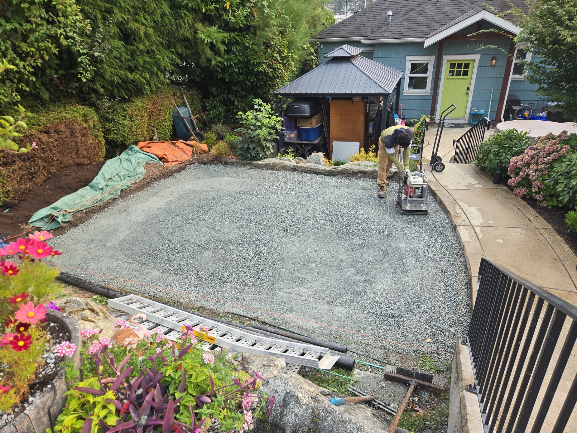Backyard Transformation — Custom Shed, Paver Patio & Retaining Wall by Habanero Garden and Exterior Care