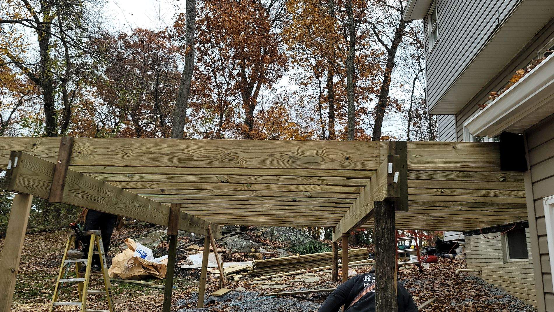 Rebuild deck, exterior wall repair and sliding glass door by Roof Right Inc