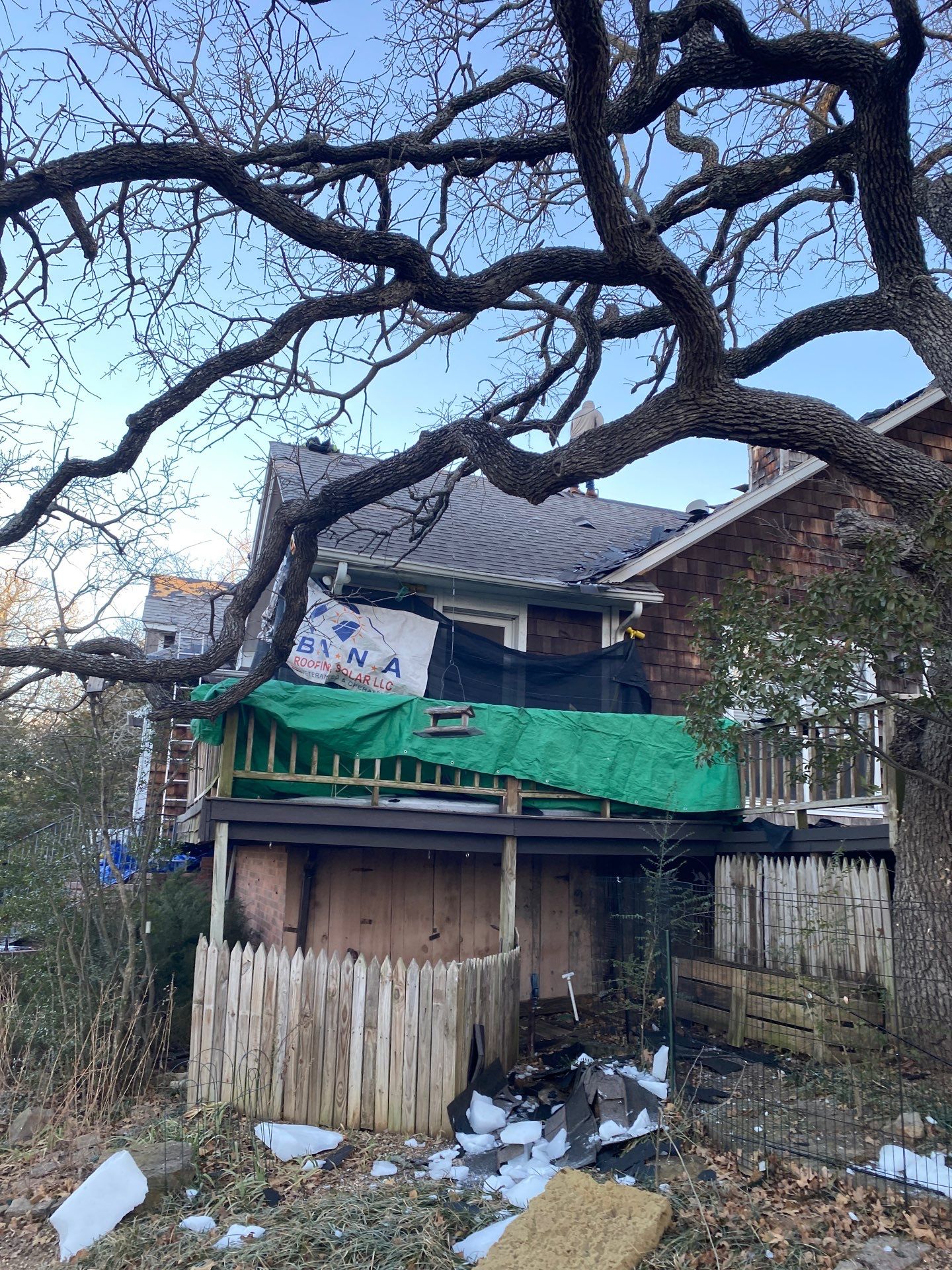 Roof Replacement on a private lake near Ardmore by BANA Roofing and Solar Supply