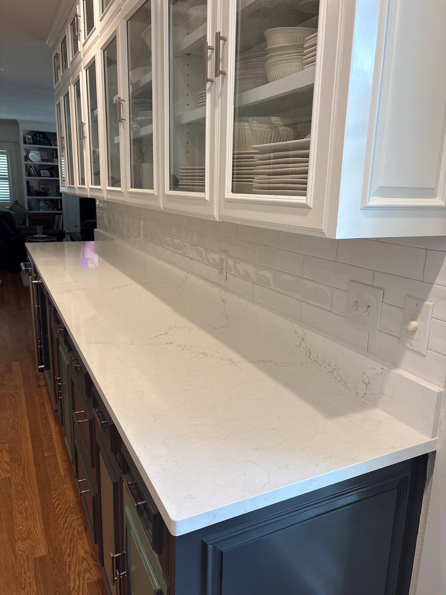 Kitchen countertops using Mysterio Gold Vicostone by Mena stone surfaces