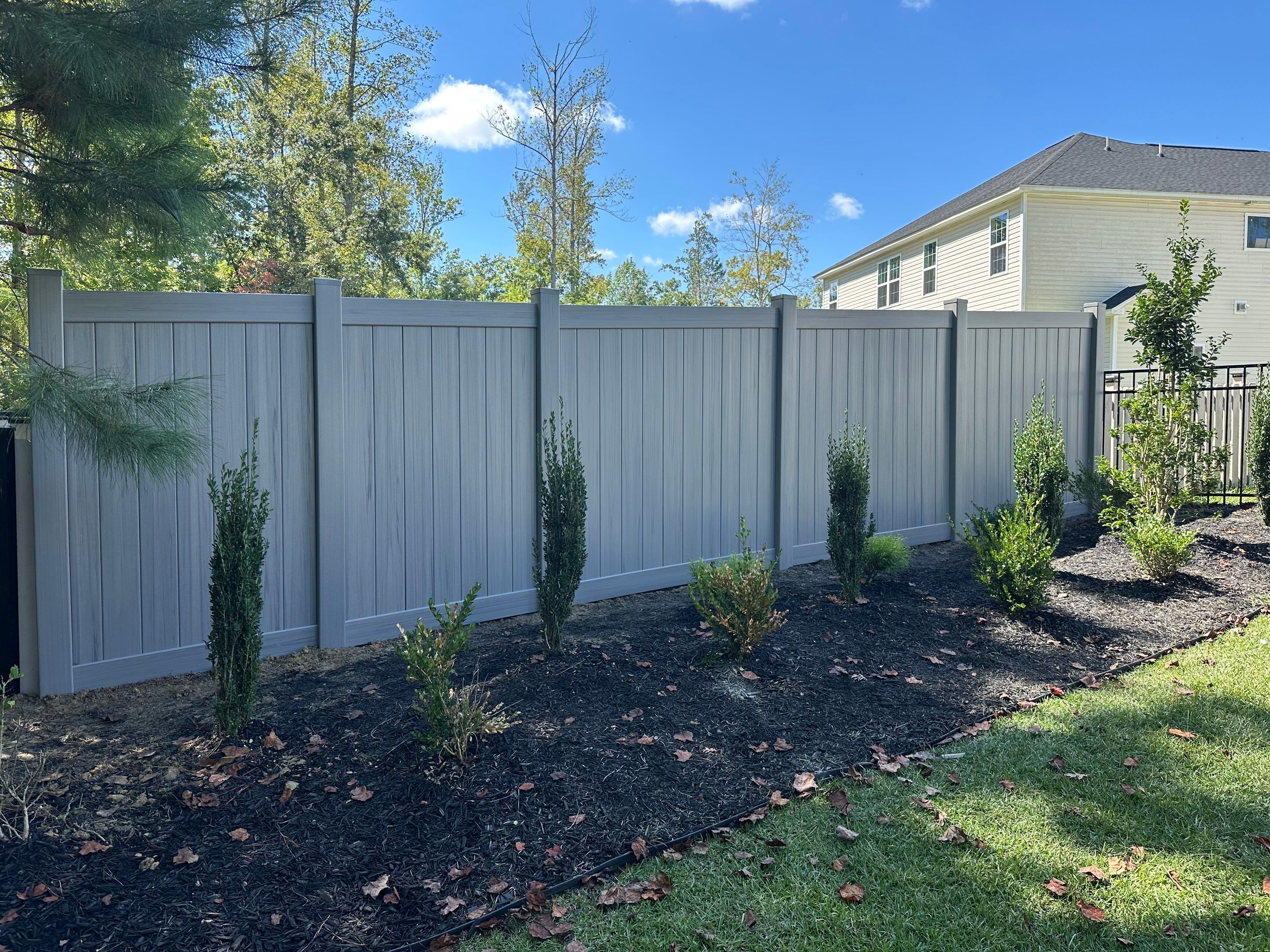 Sterling Aluminum and Gray Hamilton Vinyl Project in New Bern by Superior Fence and Rail