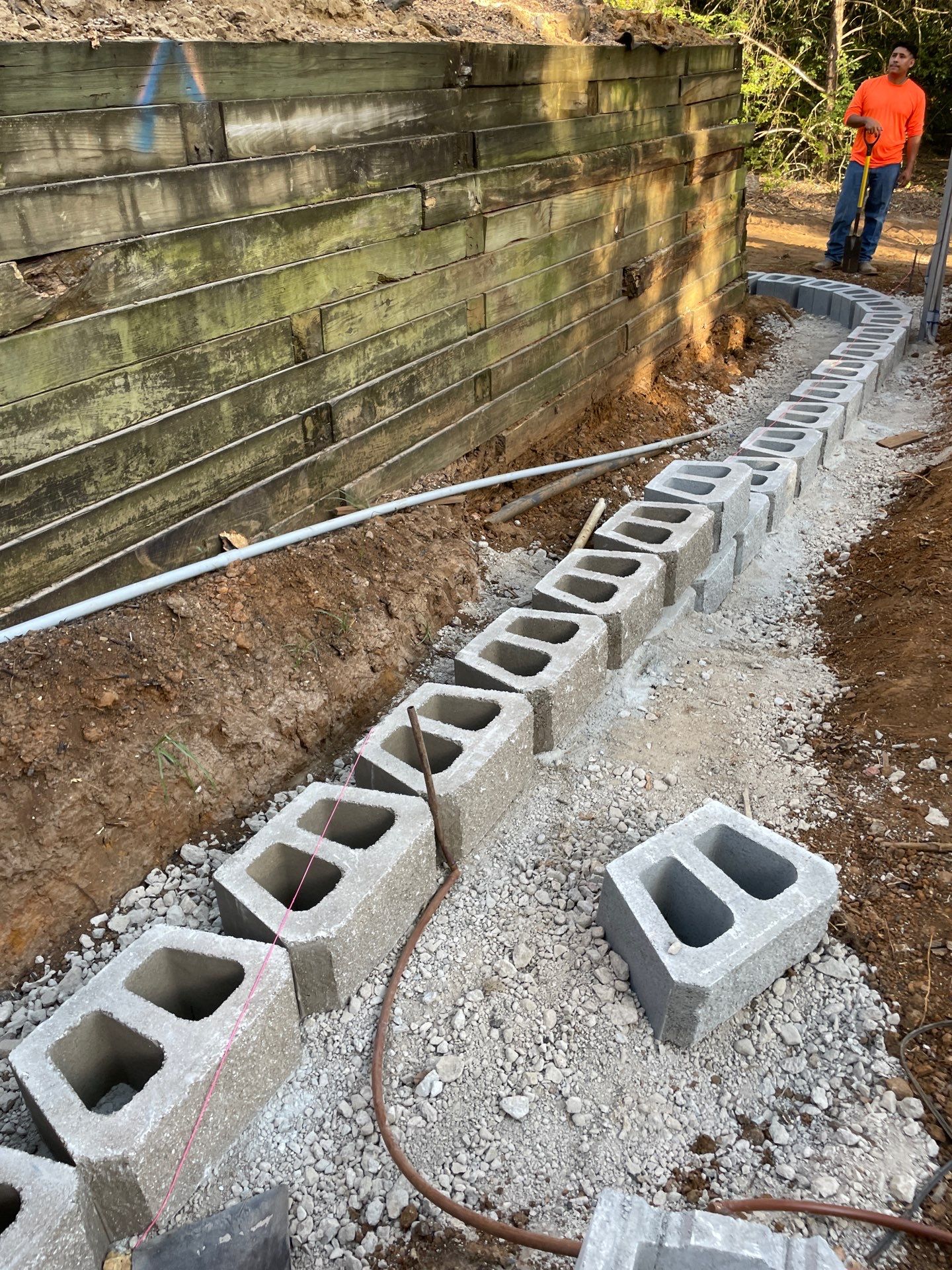 In Progress Retaining Wall Project by Peterson’s