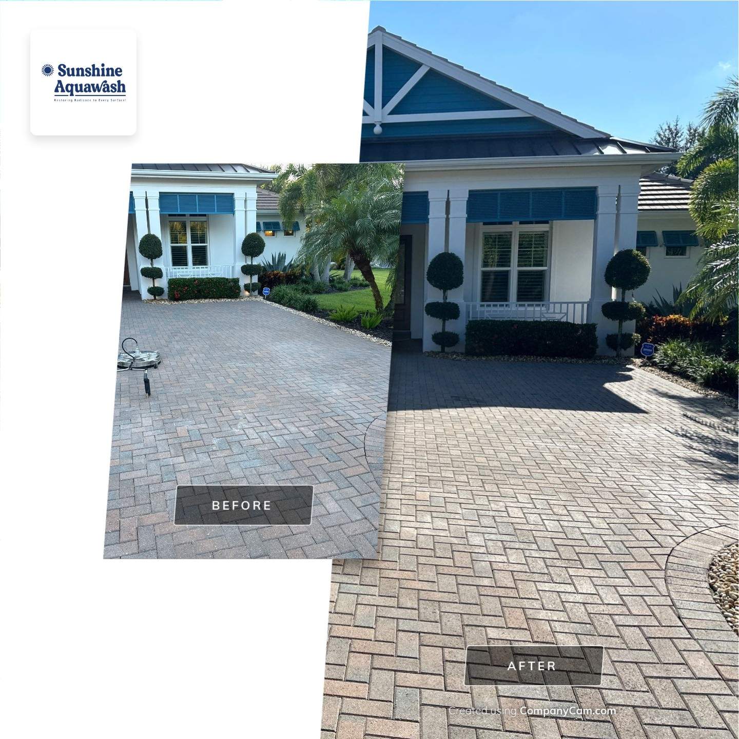 Paver Driveway Cleaning in Winding River Community, Bradenton, FL by Sunshine AquaWash