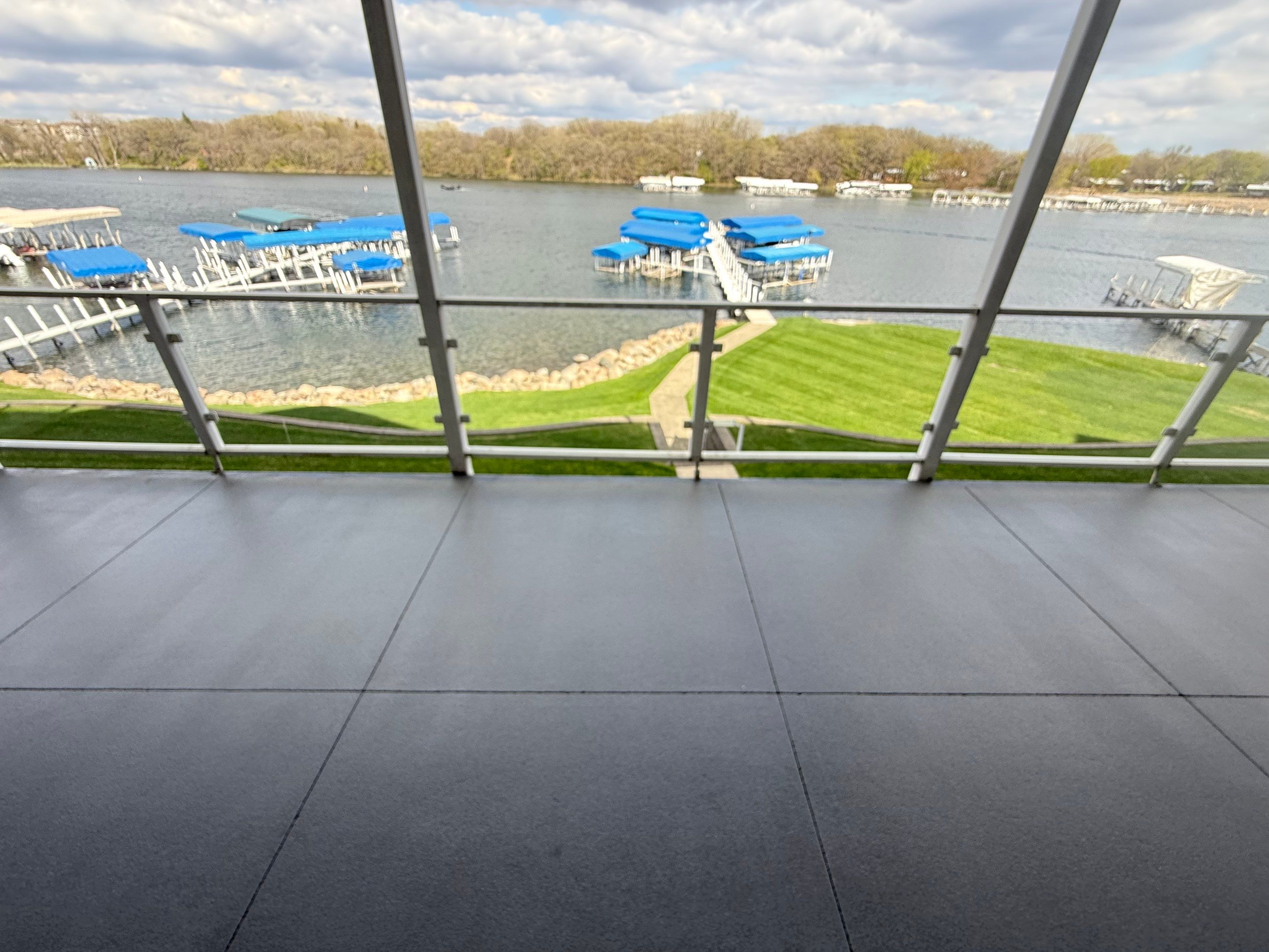 Dark Gray Slip-Resistant Concrete Coating for Arnolds Park Balcony by Select Painting, Coatings & Garage Cabinets