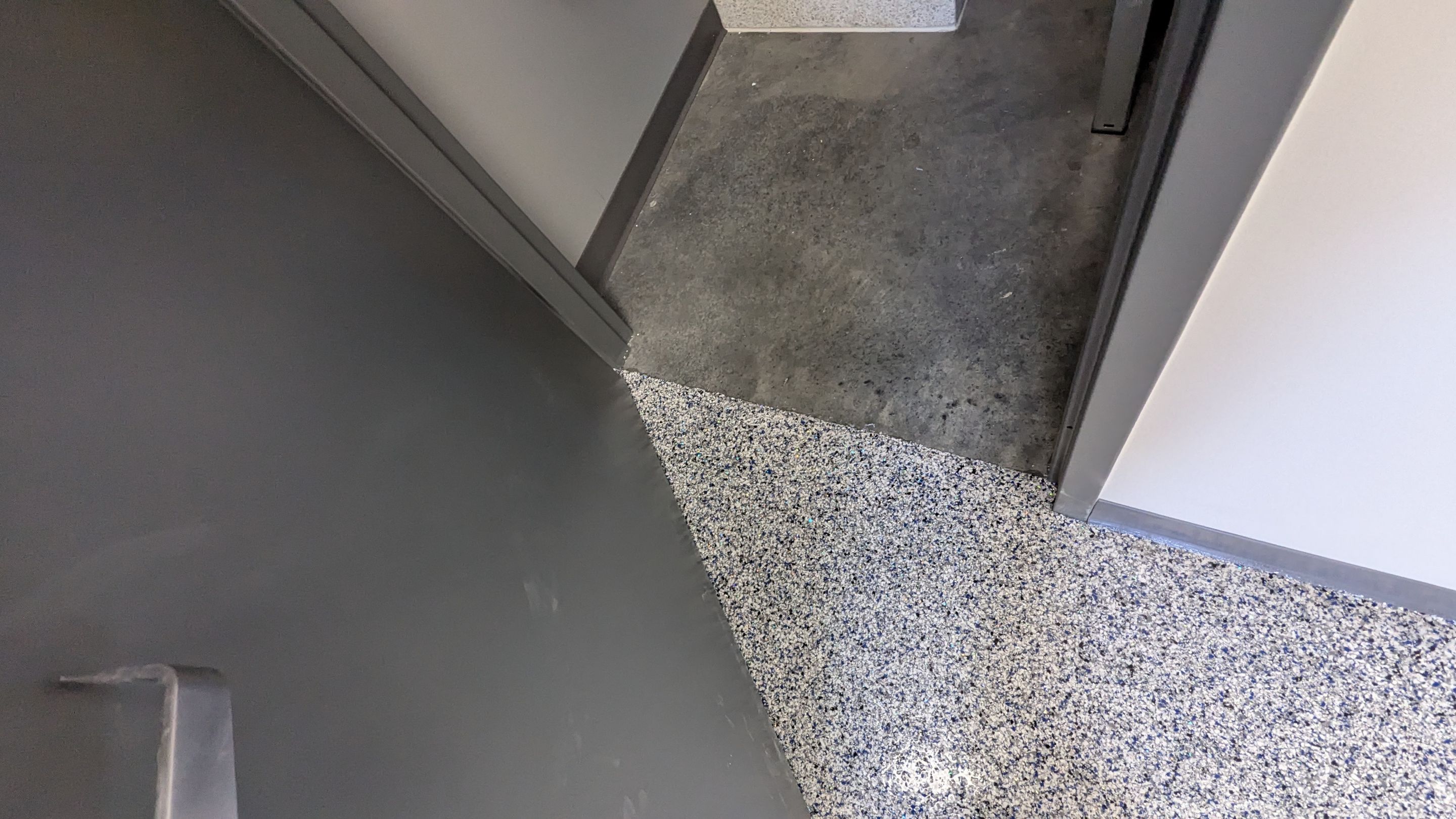 Commercial Floor Transformation using Aurora Accent W/Hypnotic Blue by Croc Coatings, LLC