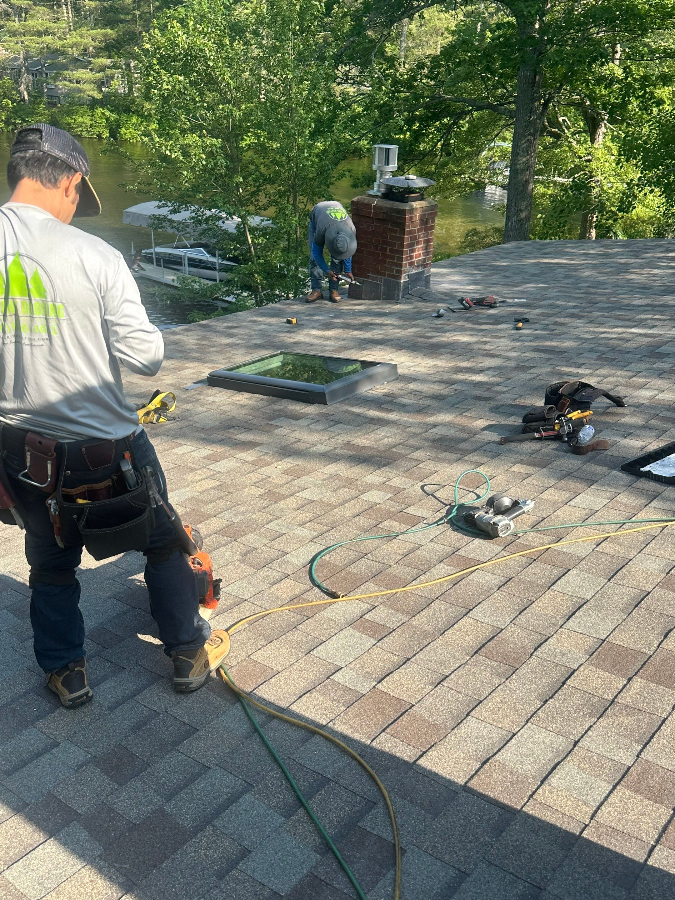 OC Roof Install On The Lake In Deerfield, New Hampshire by Tall pine roofing