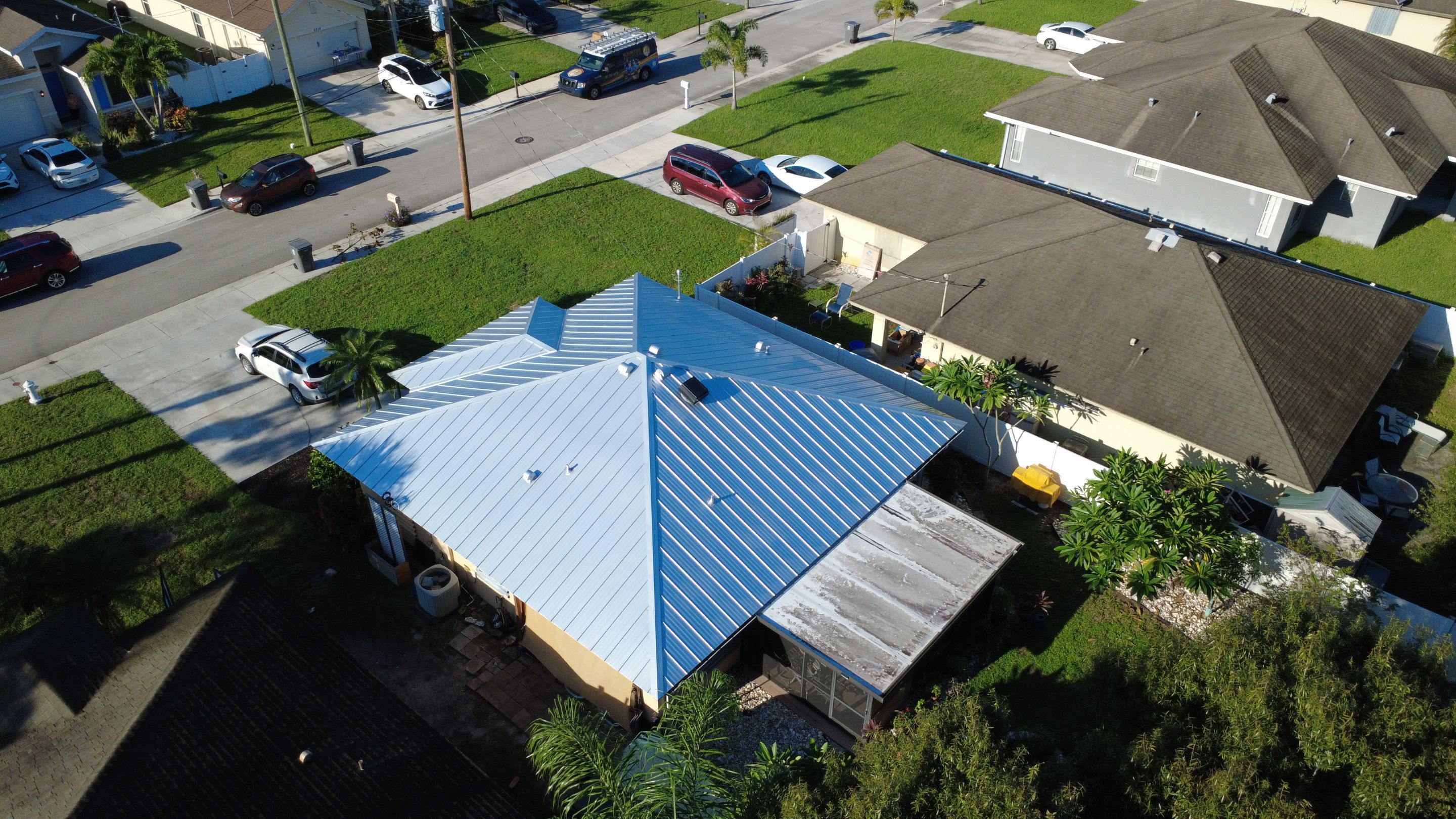 Residential Roofing Installation using 1" Nail strip metal roof by BLUES BROTHERS ROOFING