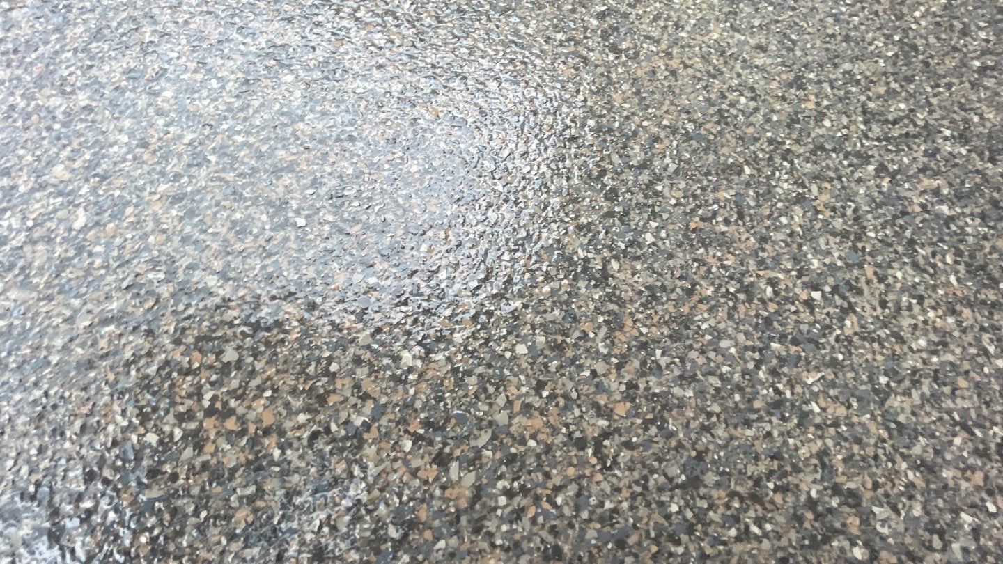 Patio Transformation using Rockford 1/8" Flake by Croc Coatings, LLC