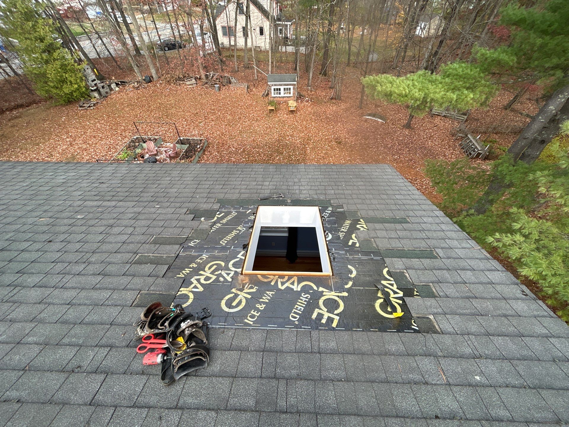 Chelmsford Triple Skylight Leak Repair with Fascia & Shingle Restoration by Mighty Dog Roofing of Greater Middlesex County