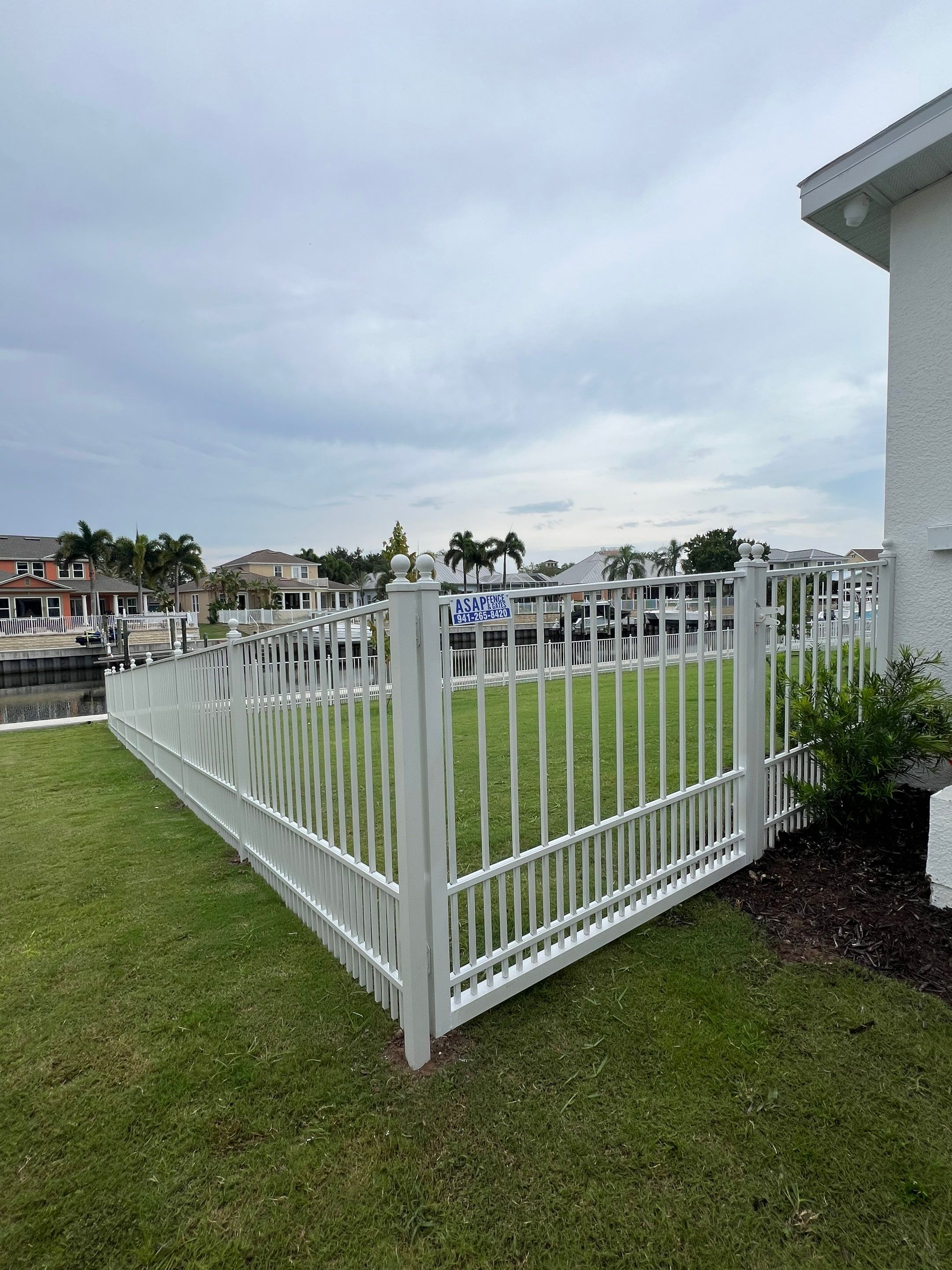 Aluminum Fence Installation using White Aluminum Puppy Picket Fence by Asap fence and gates, LLC