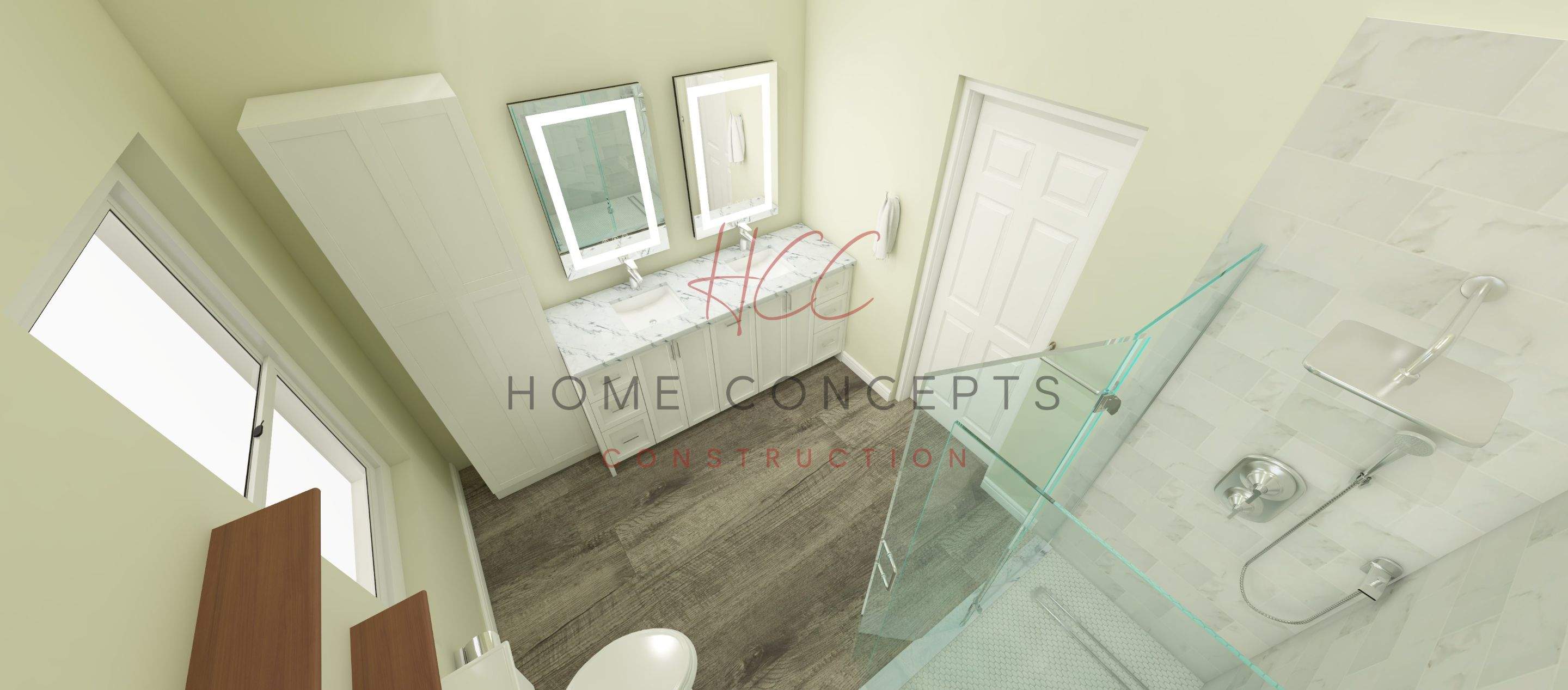 Bathroom Addition using Tile by Home Concepts Construction