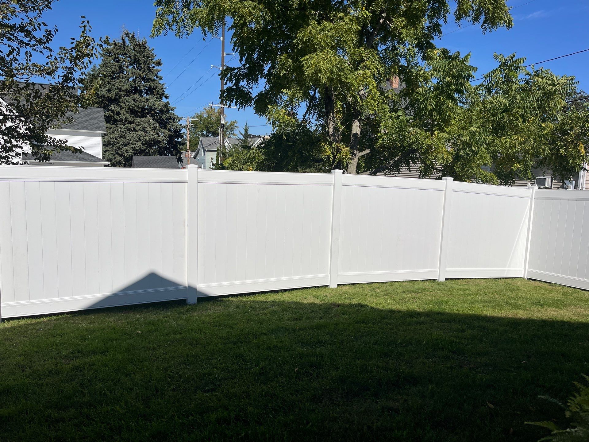 White Vinyl Privacy Fence Installation in Grundy Center by Perfect Picket Fence and Stain