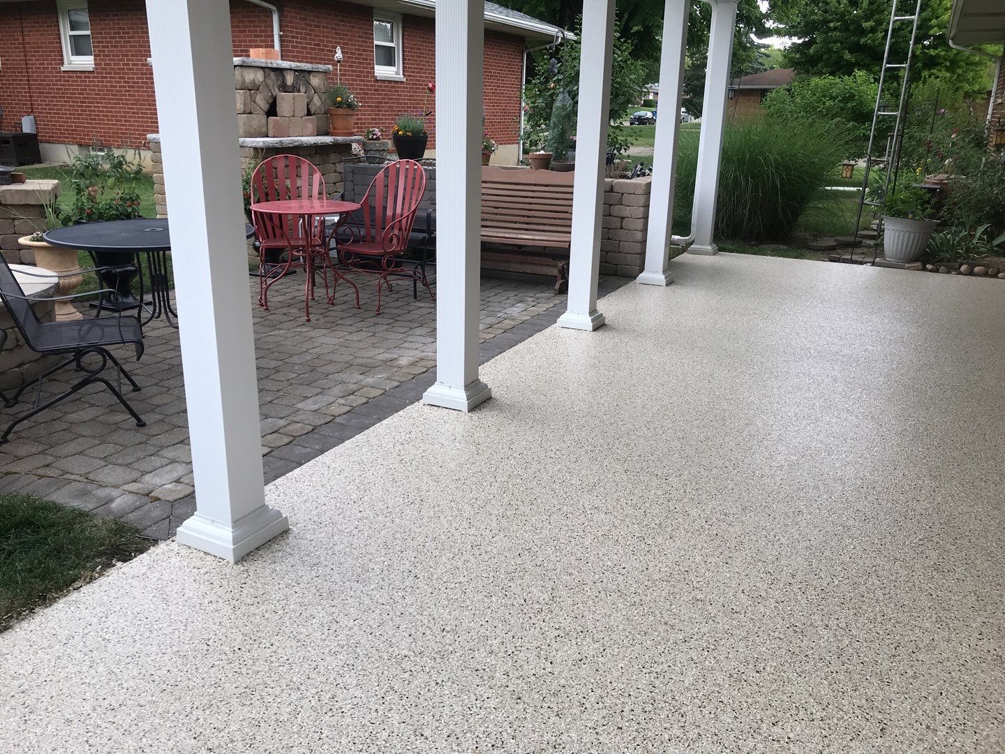 Garage Floor and Patio using Driftwood by Your1DayFloor.com