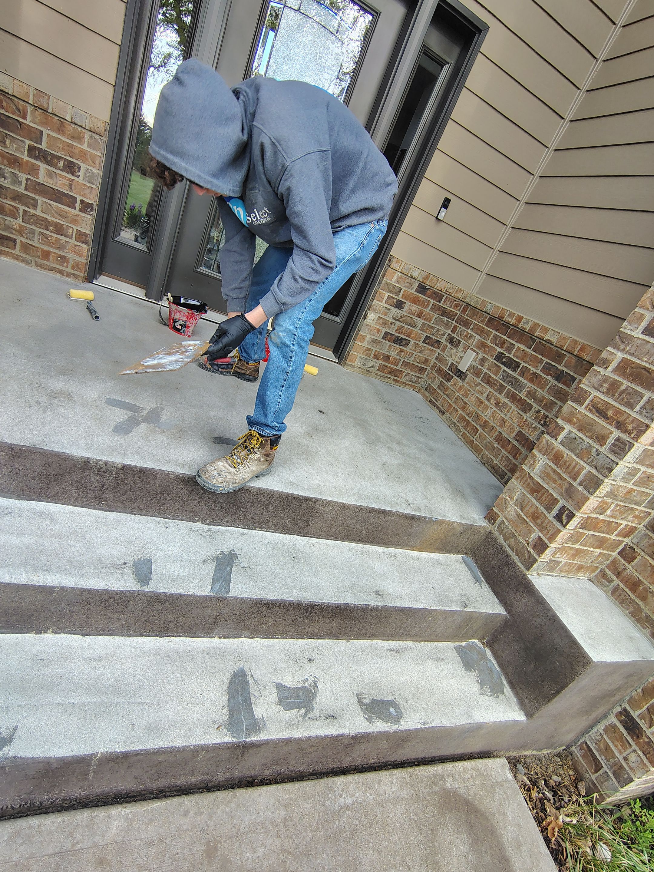 Front Porch Concrete Coating and Restoration in Harrisburg by Select Painting, Coatings & Garage Cabinets