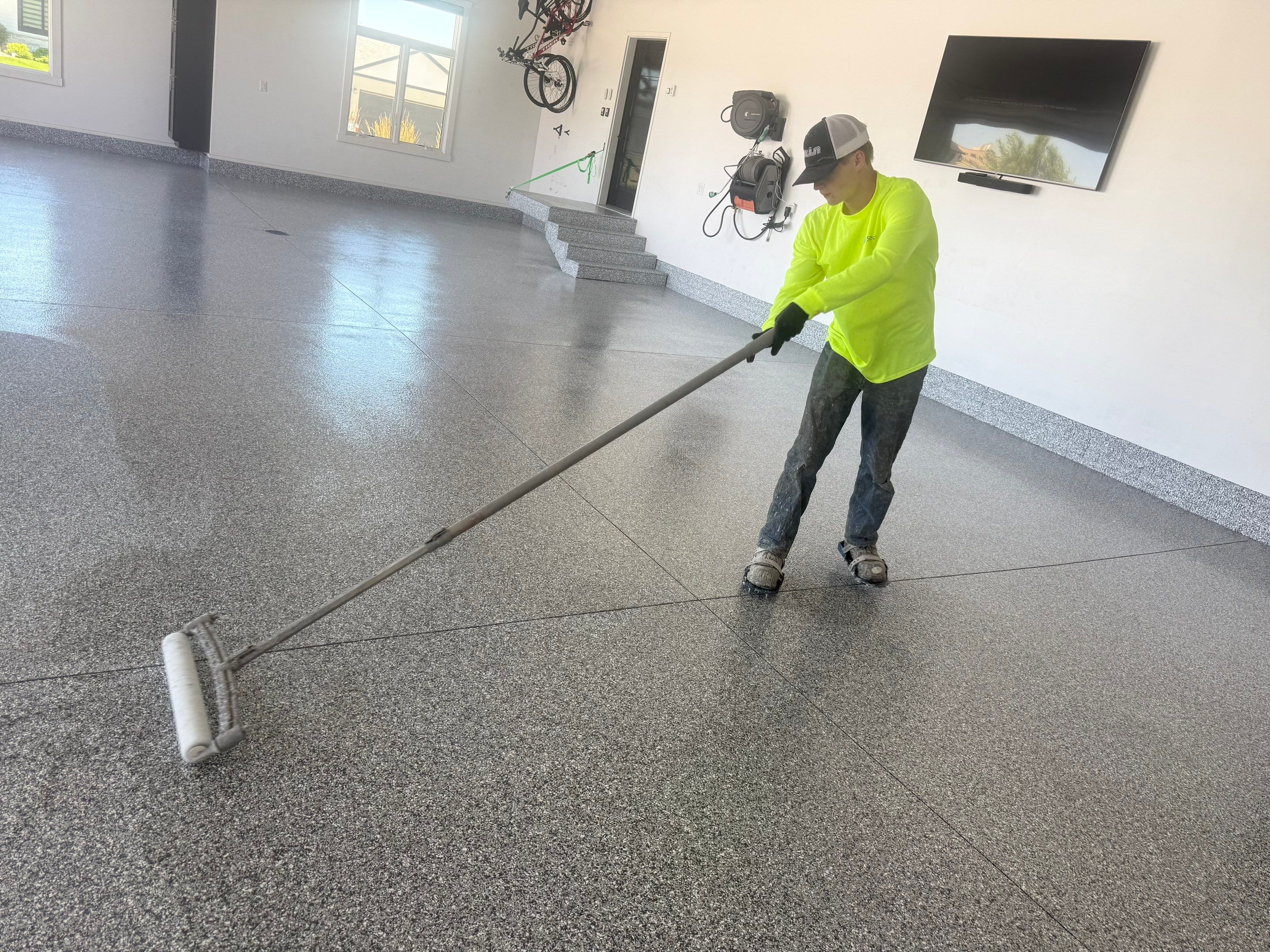 Gravel Flake Garage Floor Coating in Yankton by Select Painting, Coatings & Garage Cabinets
