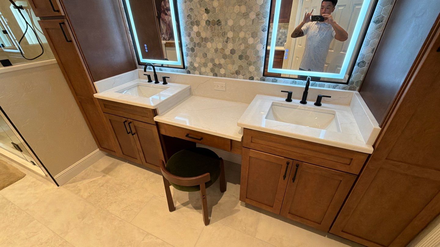 Inwood Master Bathroom Remodel | Modern Walk-In Shower & Custom Vanity Design by Legacy Bath and Kitchen