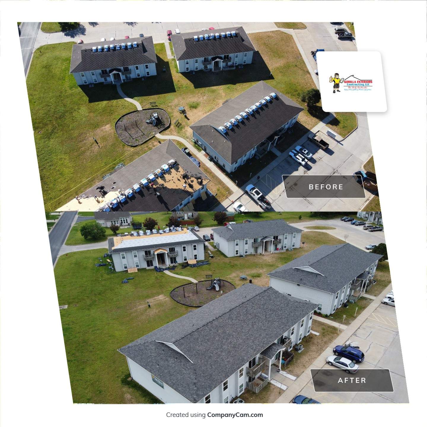 Multifamliy Complex ROOF REPLACEMNT with Ventilation Upgrades using Malarkey Vista Class III IR Shingles by Gorilla Exteriors Contracting, LLC