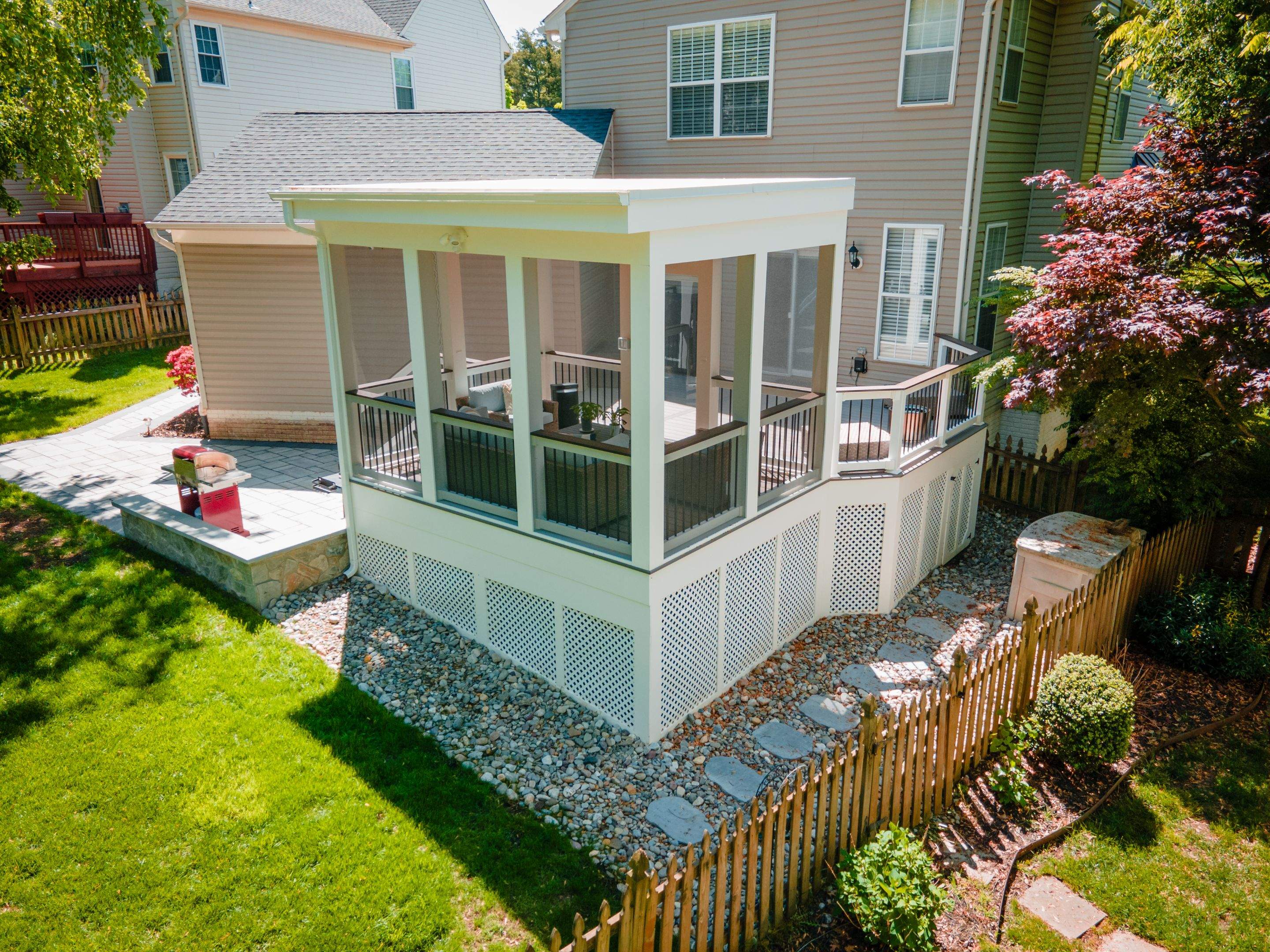 Screened-In Porch, Composite Deck & Paver Patio in Chantilly, VA by Sunburst Construction Inc
