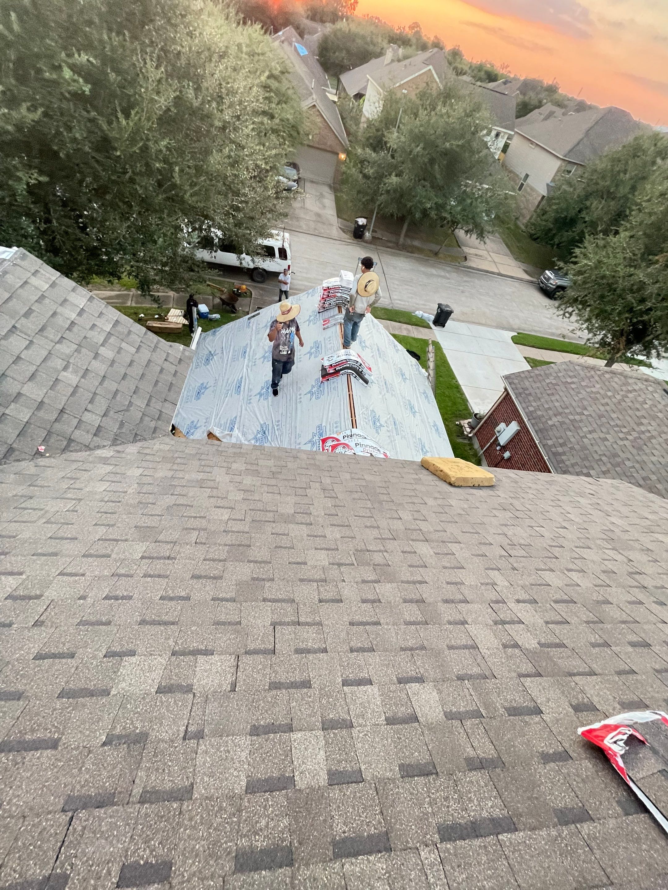 Residential Roofing Installation using Atlas Pinnacle® Pristine Shingles Weatherwood Color by CAP Roofing and Construction LLC