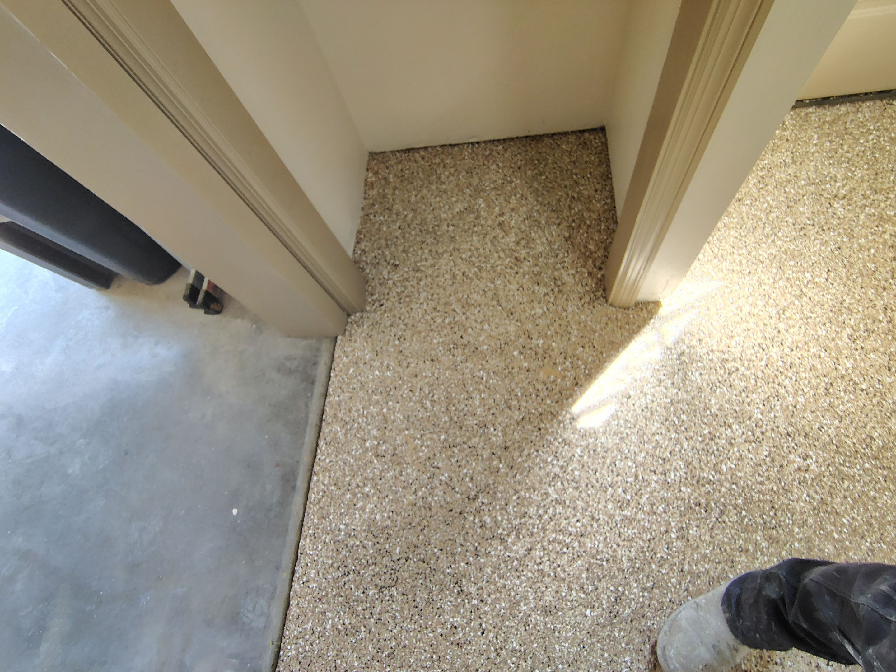 Durable Epoxy Flake Floor Coating for Commercial Workshop by Select Painting, Coatings & Garage Cabinets