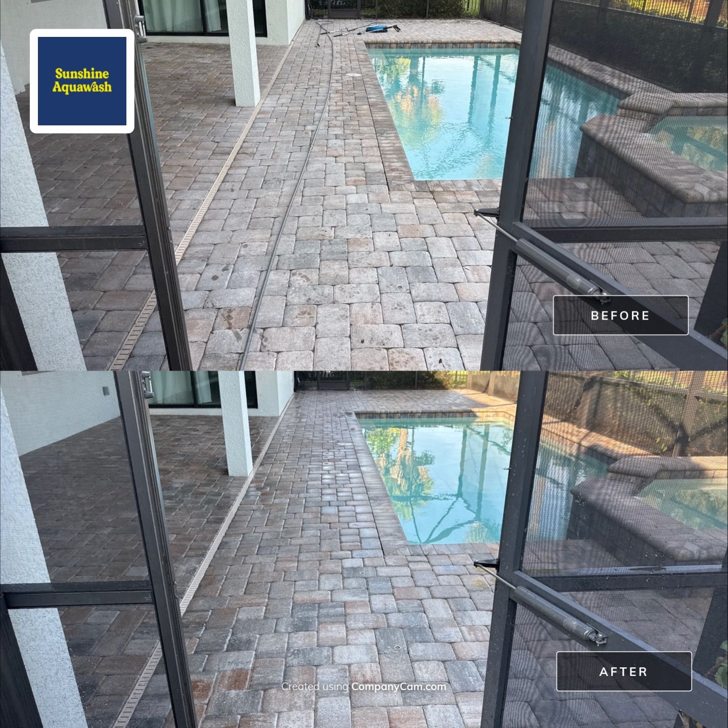 Paver Pool Deck Cleaning Showcase – Lakewood Ranch, FL by Sunshine AquaWash