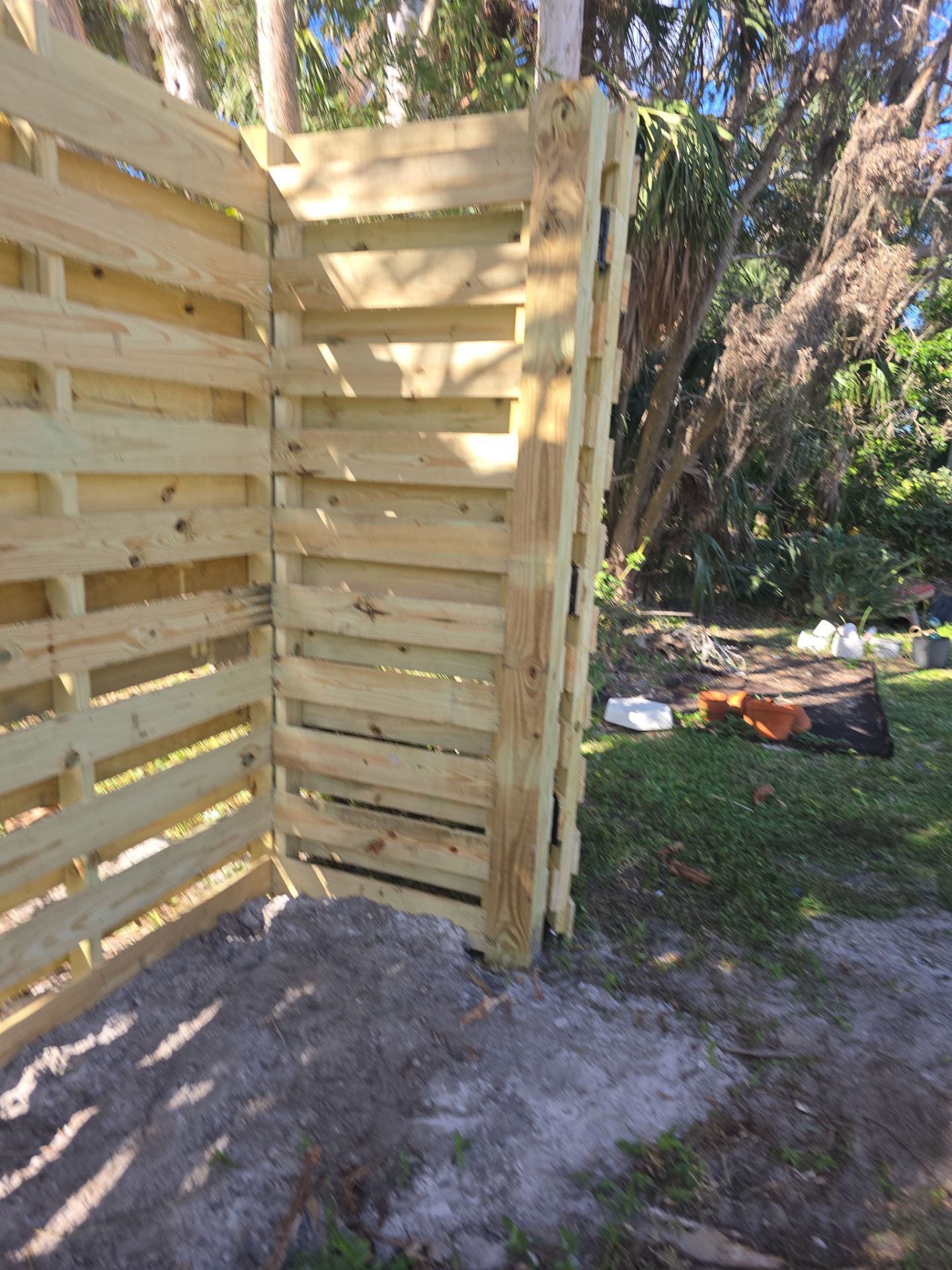 8'H Stained Shadowbox Wood in Nokomis by True Fence LLC