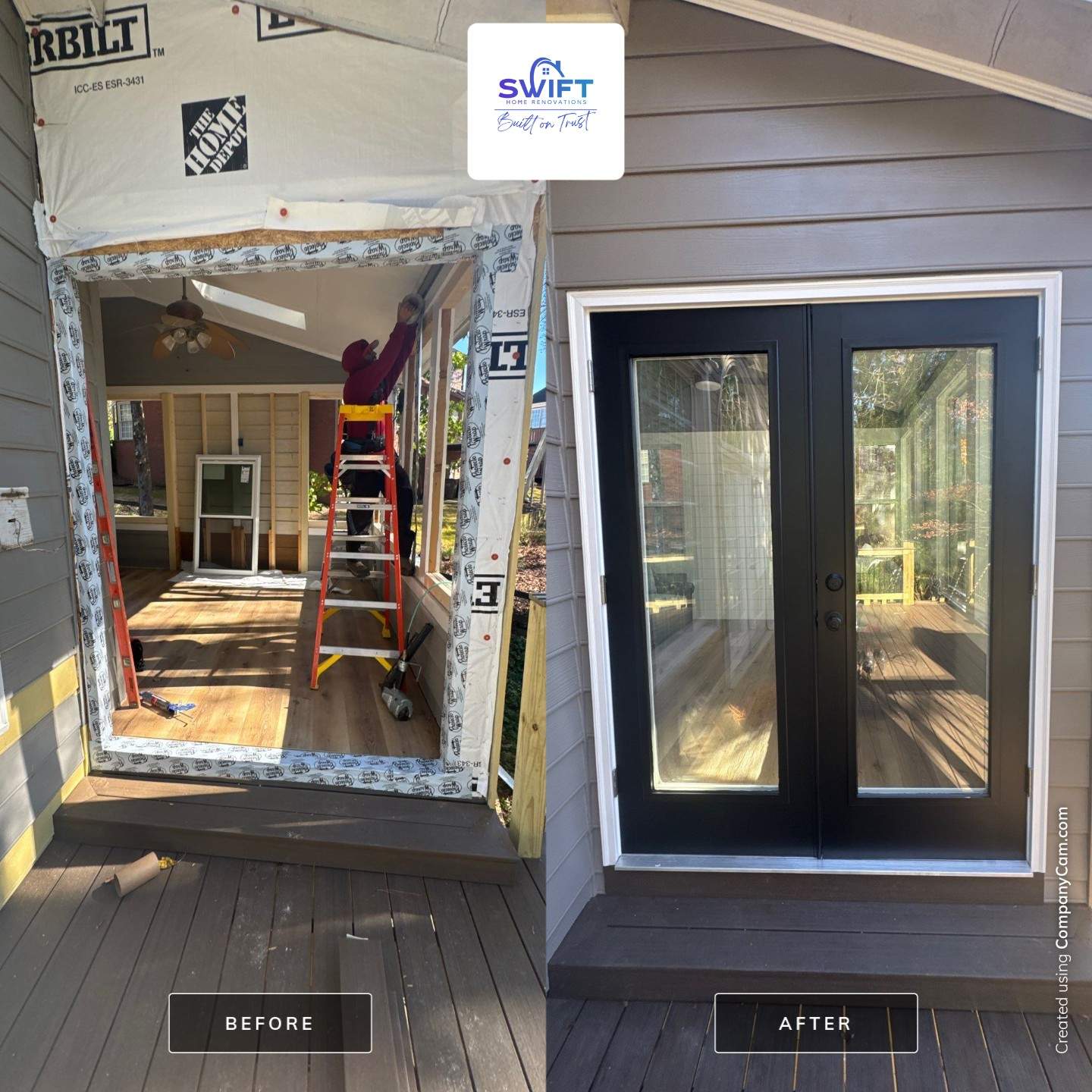 Custom Multi-Level Composite Deck and Sunroom Addition in Suwanee by Swift Home Renovations 