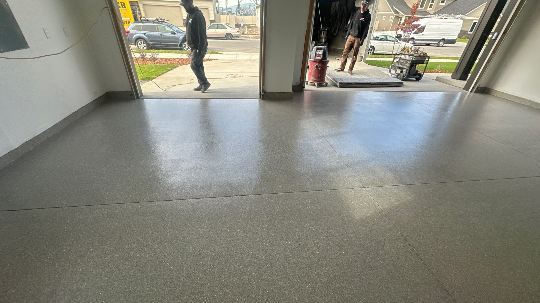 Garage Transformation using Travertine by Croc Coatings, LLC
