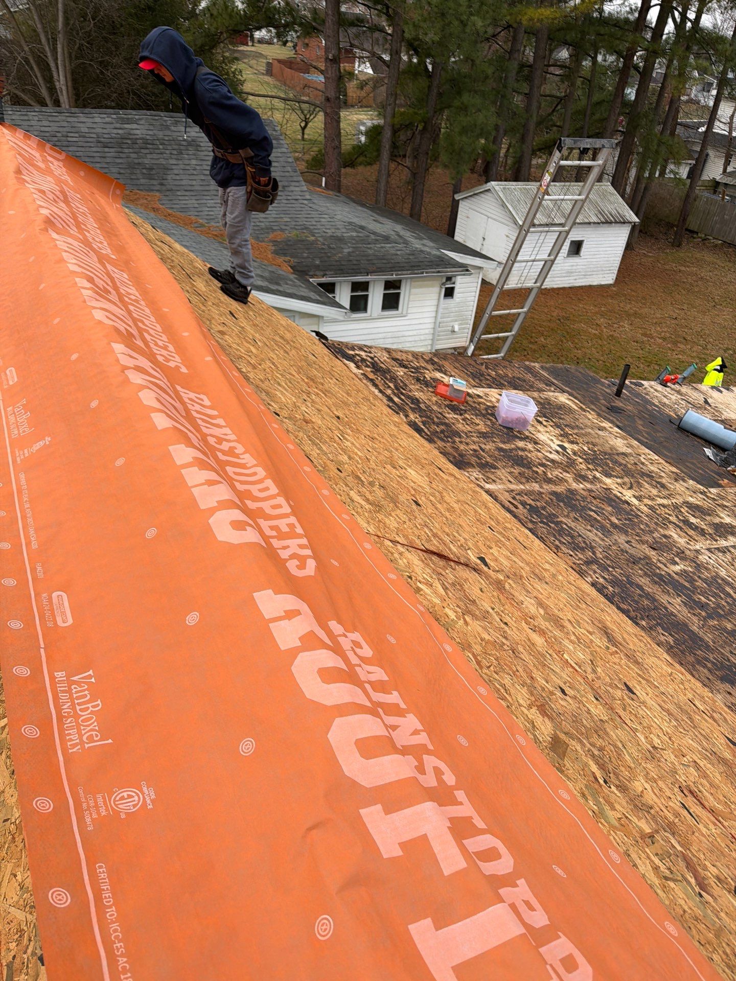 Residential Roofing Installation using GAF Timberline HDZ Biscayne Blue by Rainstoppers Roofing