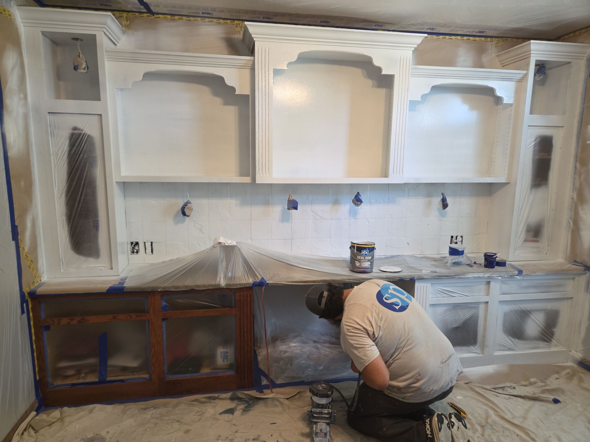 Custom Built-in Cabinetry and Office Desk Painting in Sioux Falls by Select Painting, Coatings & Garage Cabinets