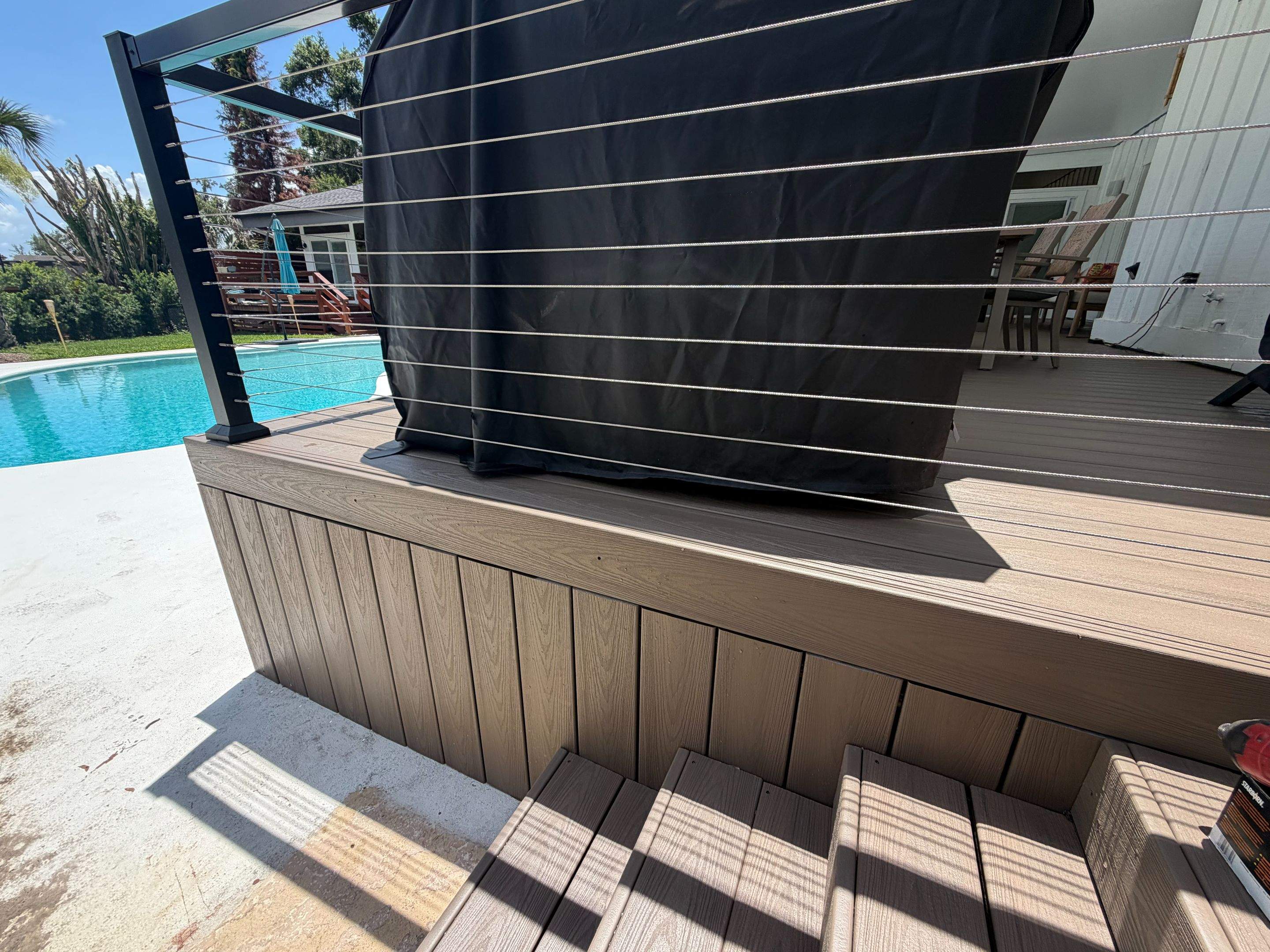 Aluminun patio cover using Deckorators venture by Orlando pergolas