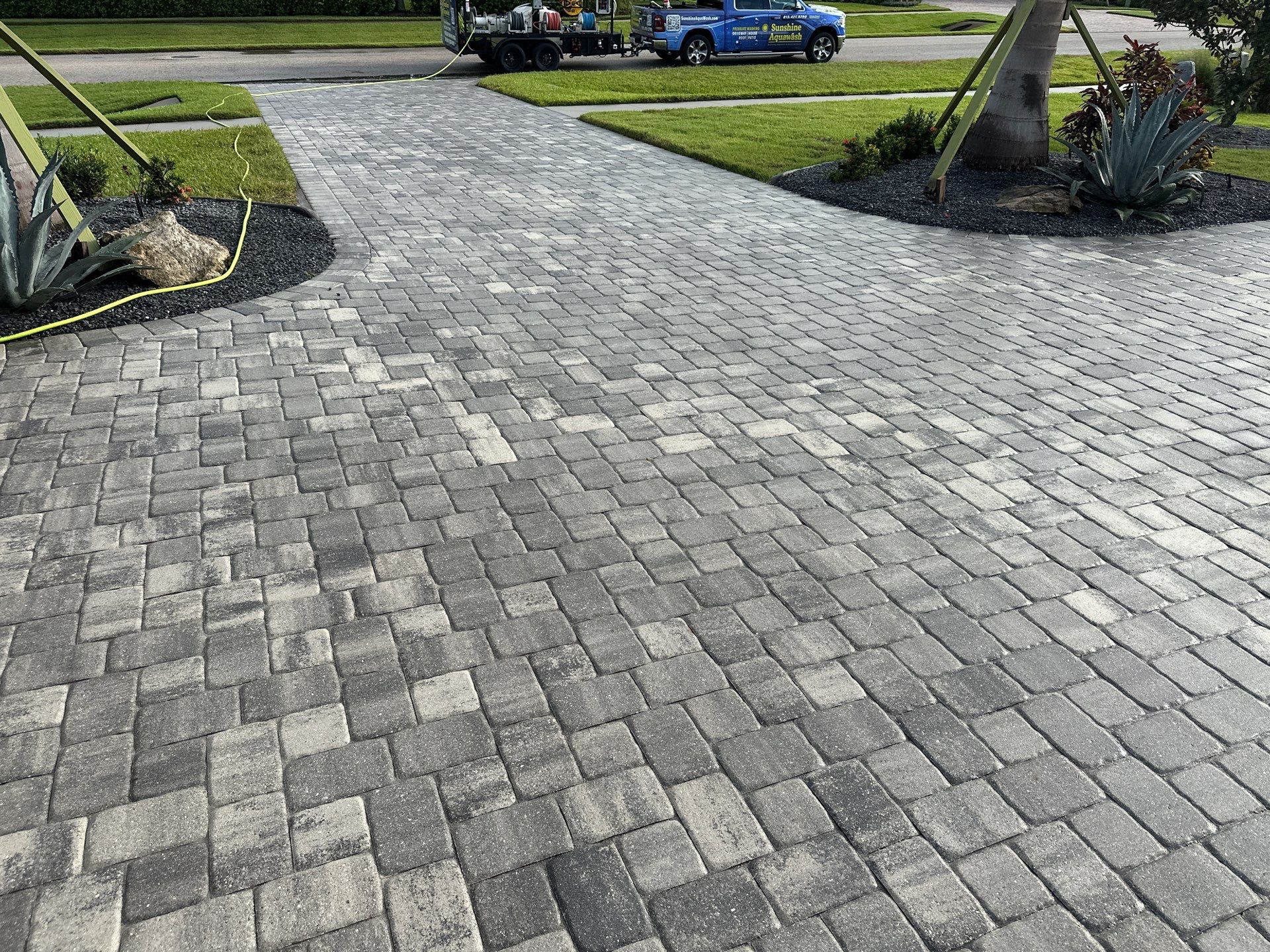 Paver Driveway, Sidewalk, and Culvert Cleaning in Winding River Community, Bradenton, FL by Sunshine AquaWash