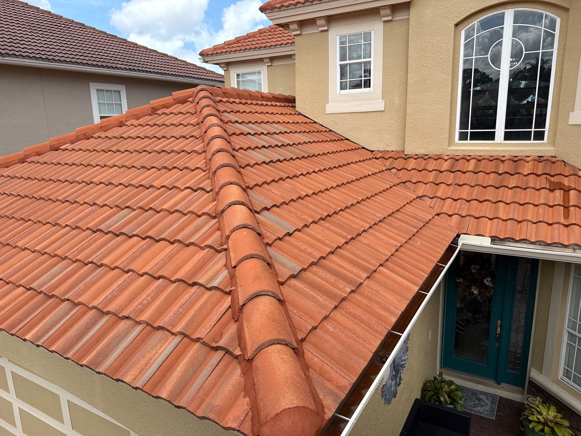 Soft Wash Tile Roof Cleaning in Sonoma Community, Sarasota, FL by Sunshine AquaWash