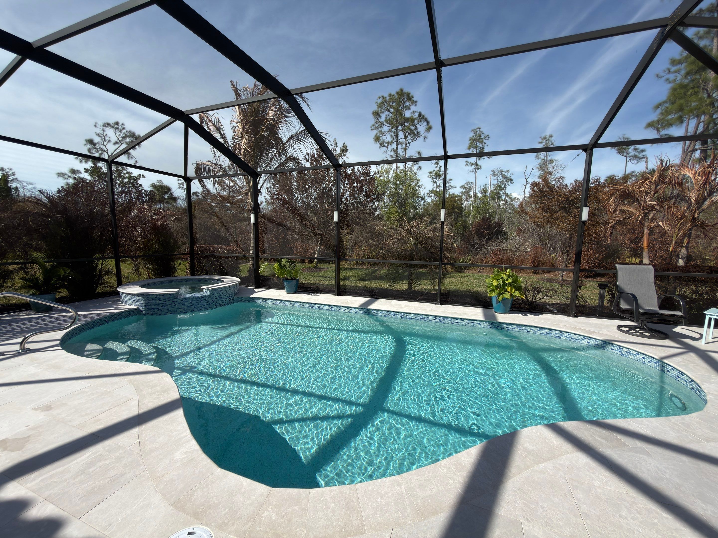 Pool Deck Renovation | Pool Coping & Tile Upgrade | Textured Marble Natural Stone - Bonita National Golf & Country Club by Old Town Pavers Llc