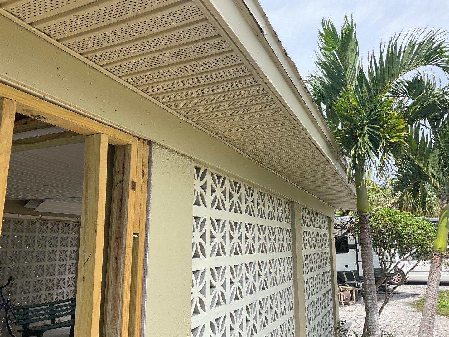 White Vinyl Soffit and Fascia Installation in Sanibel FL by Gutter Professors