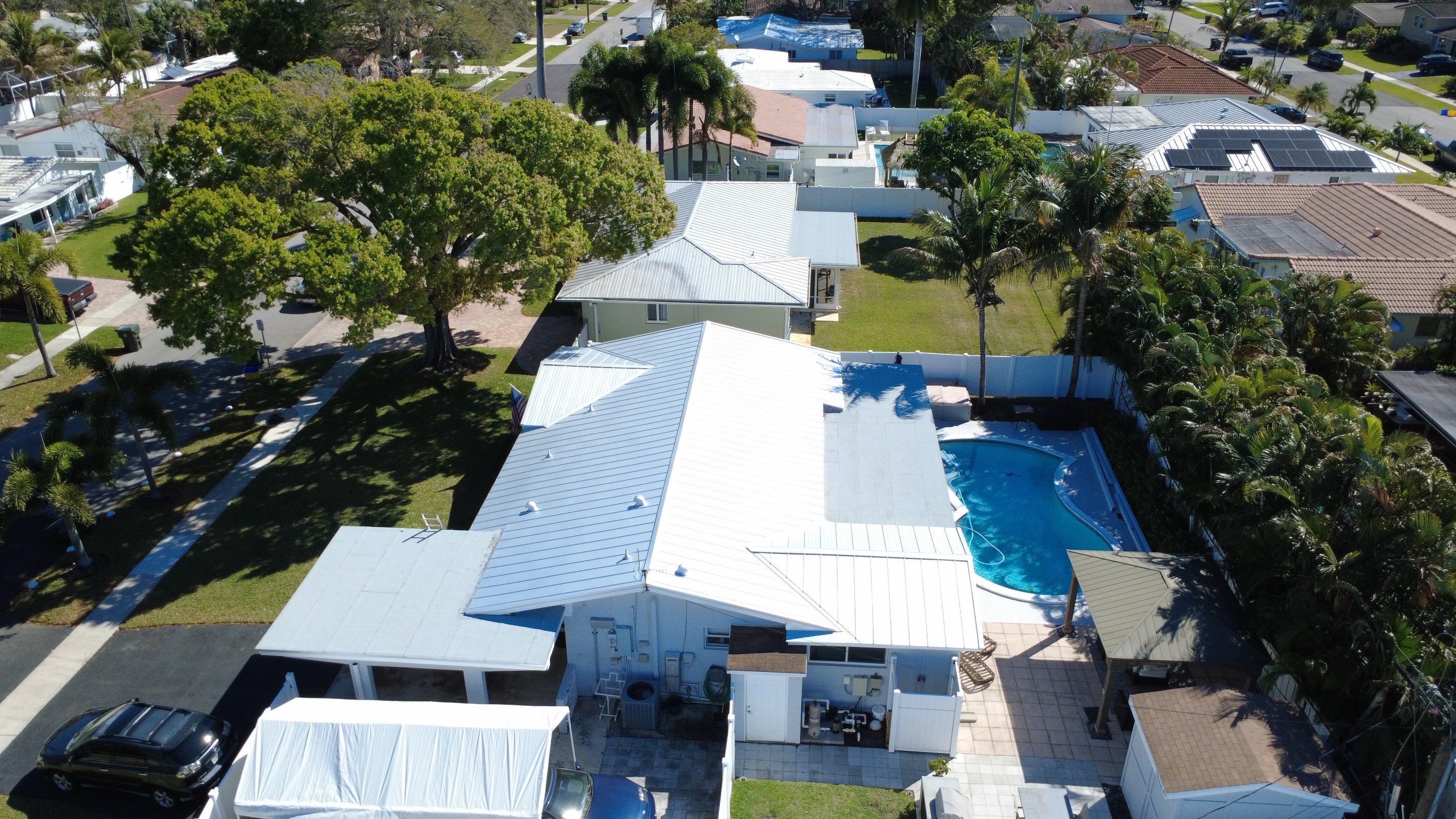 Residential Roofing Installation using 1" Nail strip metal roof by BLUES BROTHERS ROOFING