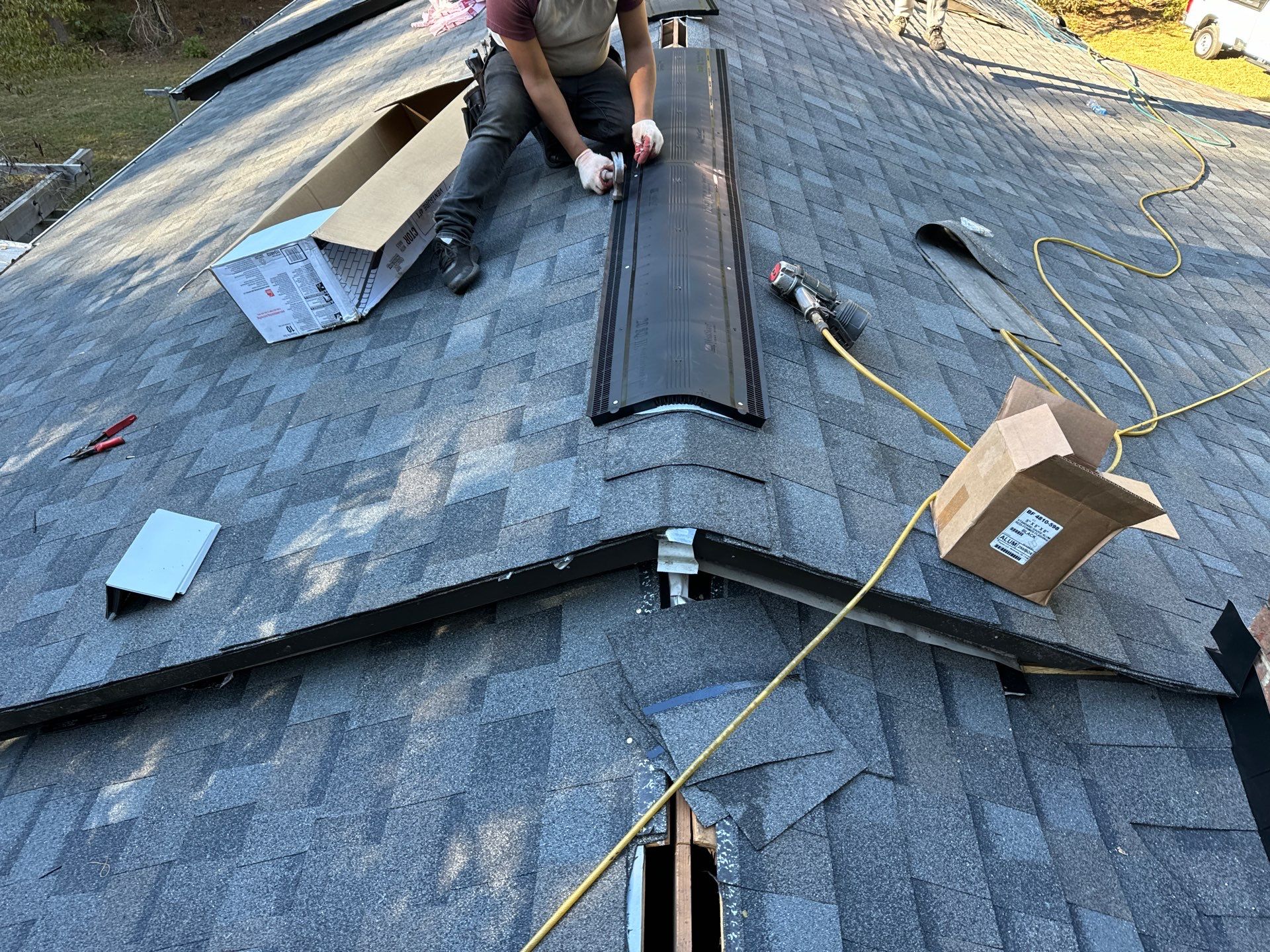 Architectural Shingle Roof Replacement and Chimney Flashing in Amelia Court House by Cade Construction