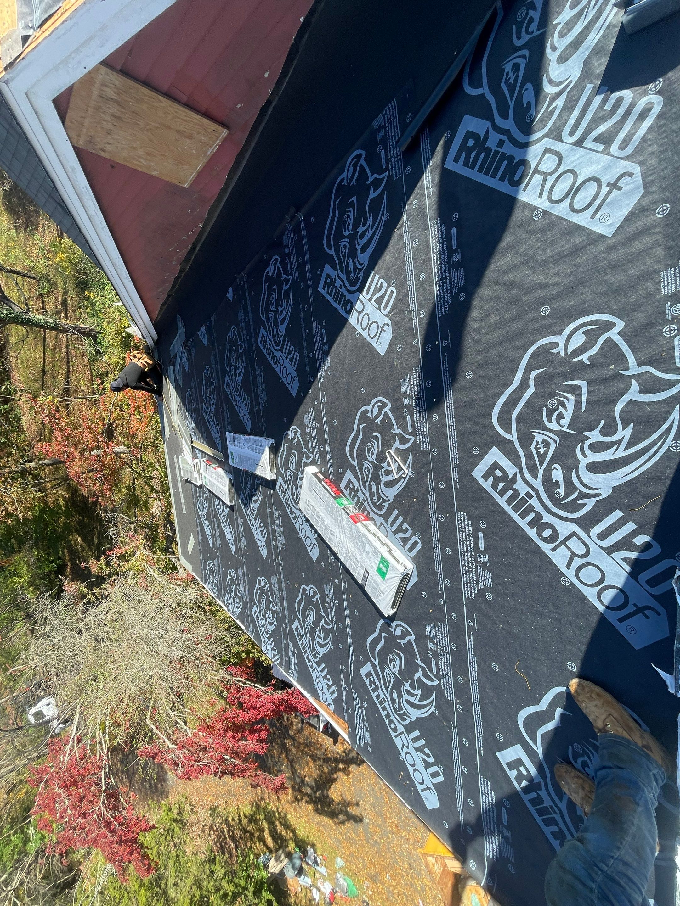 Residential Roofing Installation using Owens Corning TruDefinition Duration AR - Estate Gray & White Double 4 Siding by A Plus Exterior