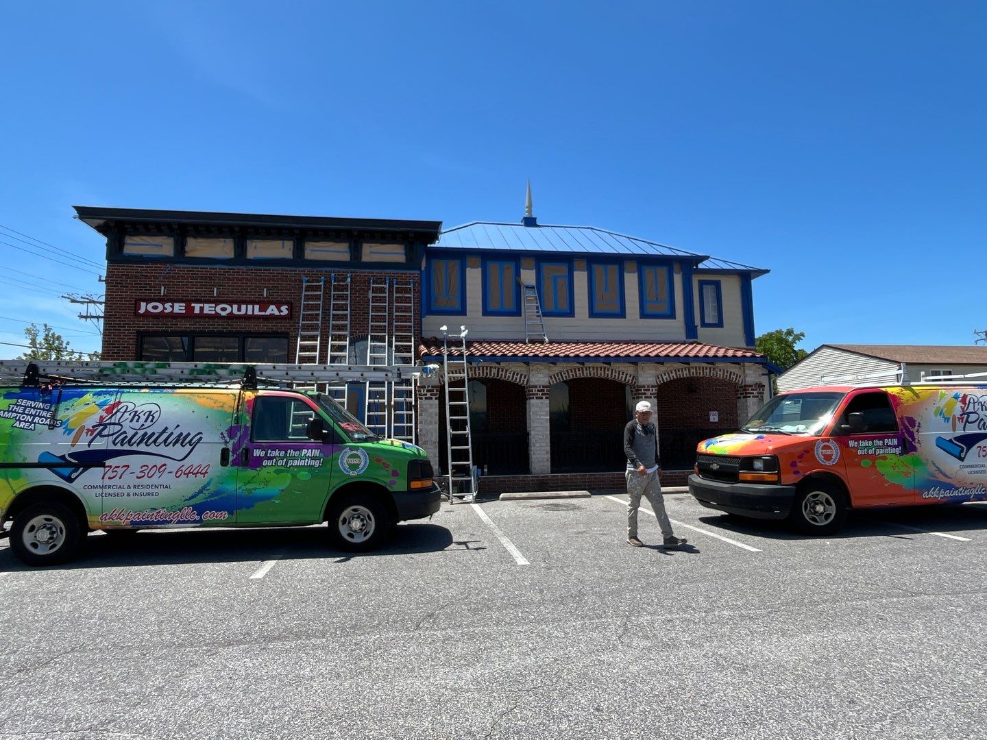 Roof painting, Jose Tequilas Norfolk, VA by AKK Painting LLC