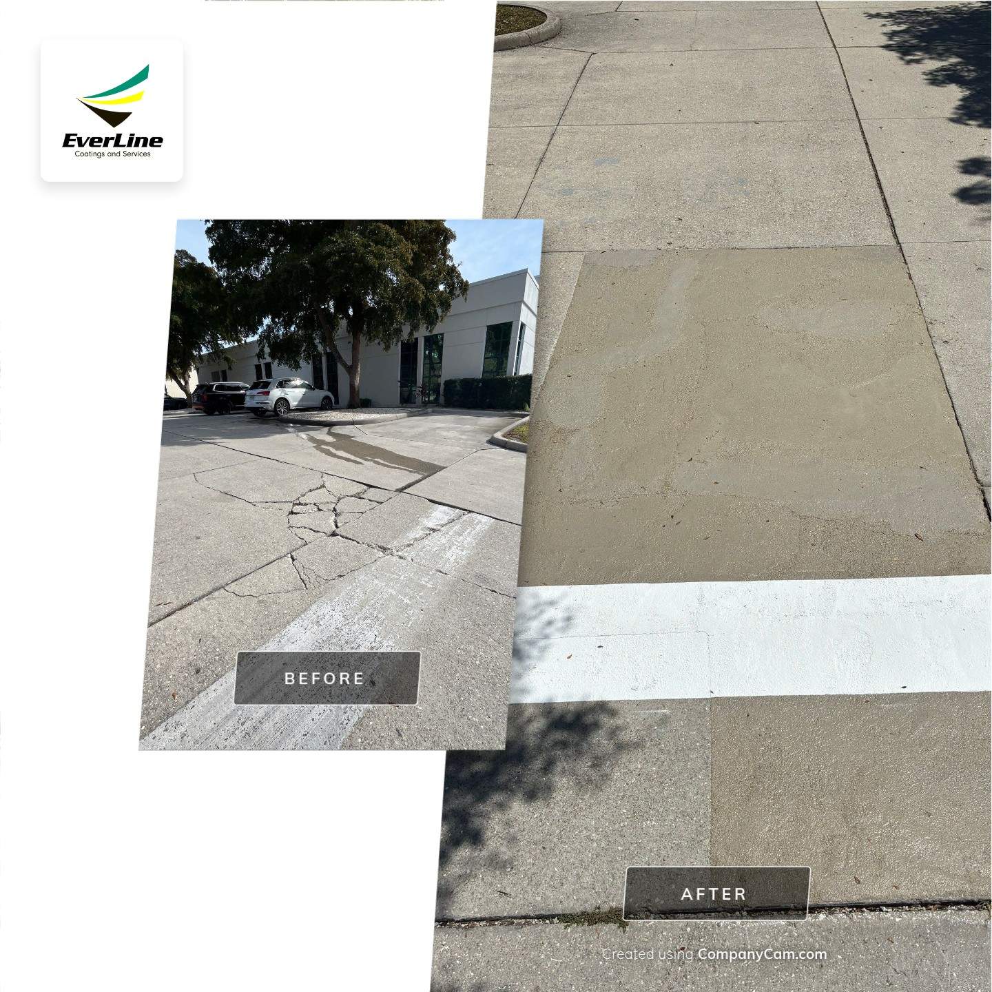 Line Striping and Concrete Pothole Repair at the Sarasota Chamber of Commerce by Everline Coatings & Services - Southwest FL